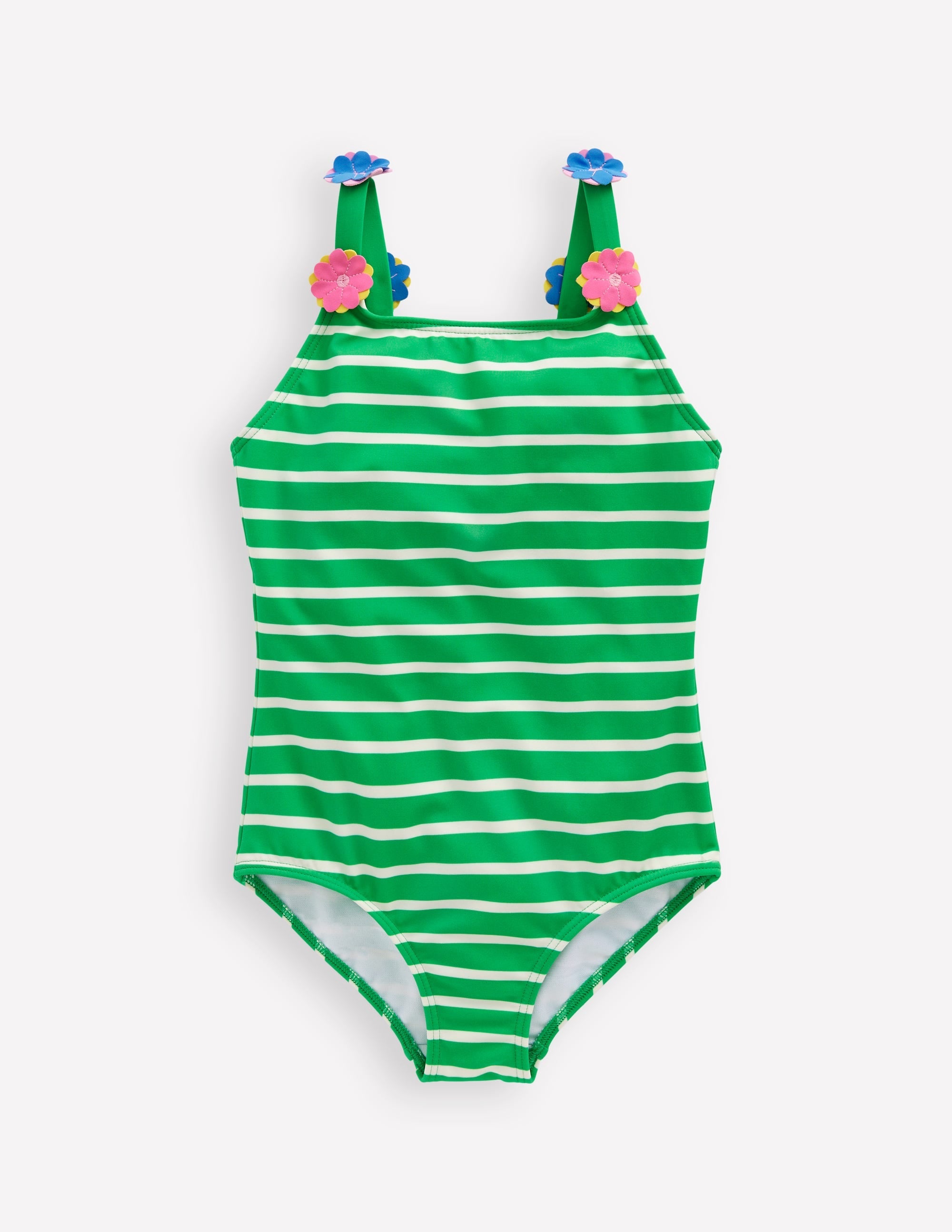 Applique Strap Swimsuit-Sapling Green Stripe Hearts - Image 1