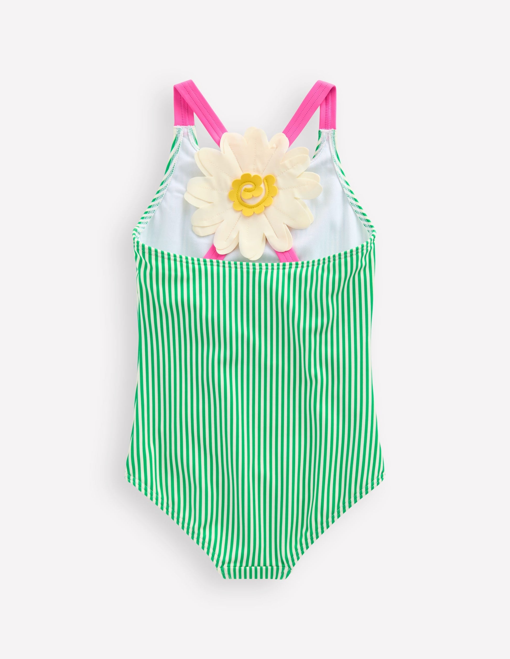 Applique Back Swimsuit-Green Daisy-1