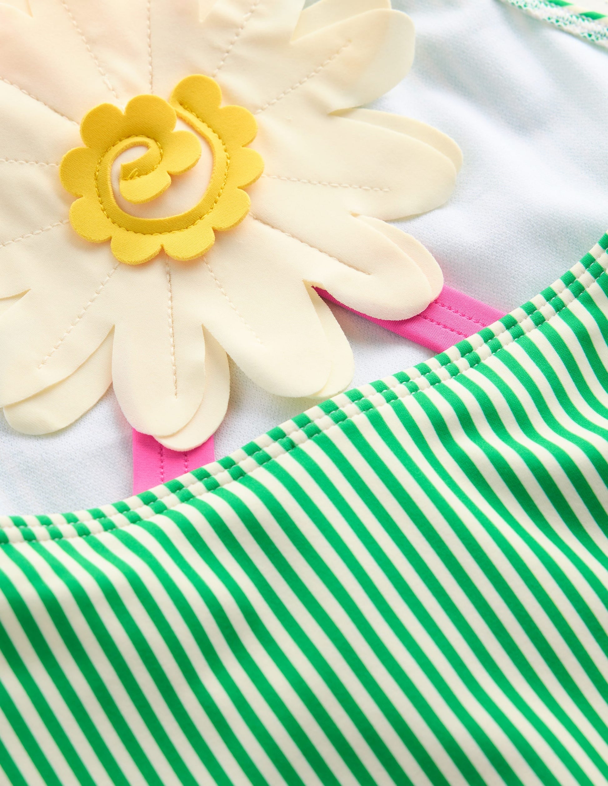 Applique Back Swimsuit-Green Daisy-3