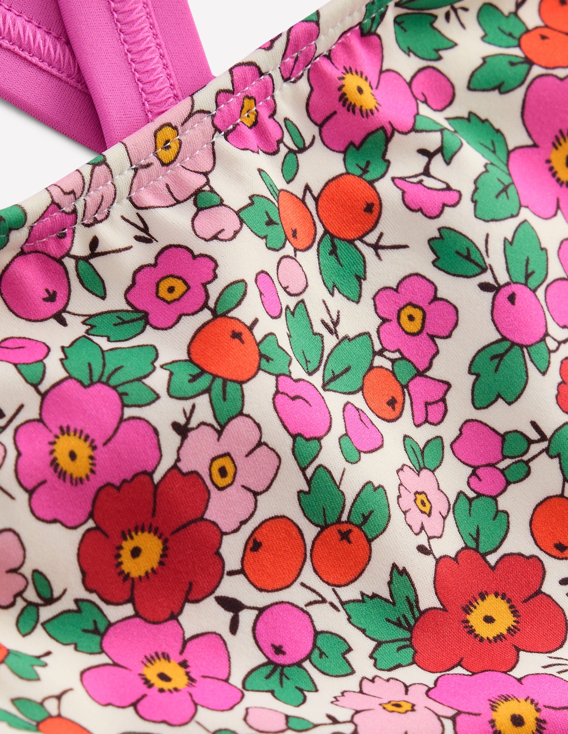 Cross-back Bikini Top-Pink Apple Blossom Floral-3