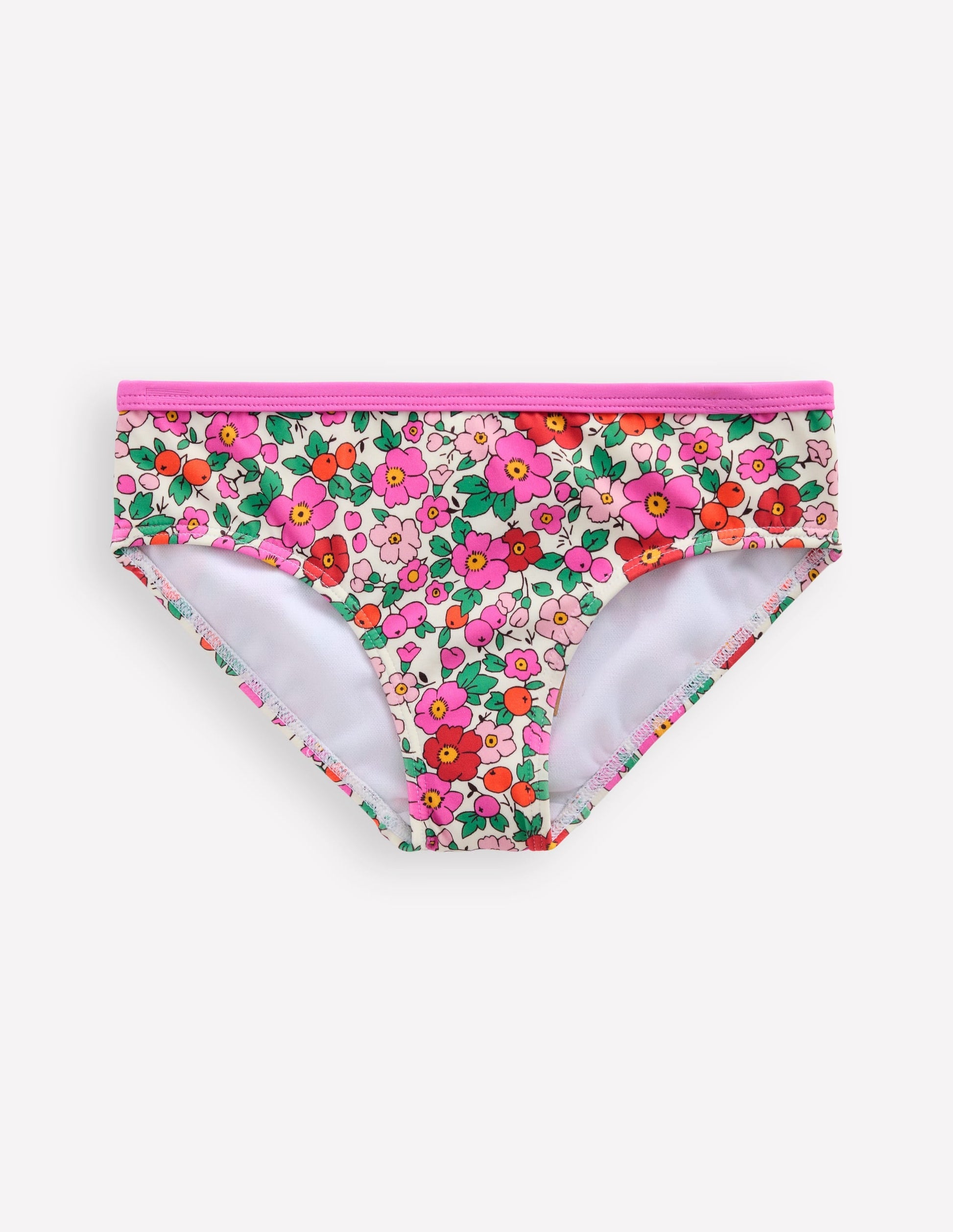 Patterned Bikini Bottoms-Pink Apple Blossom Floral-1