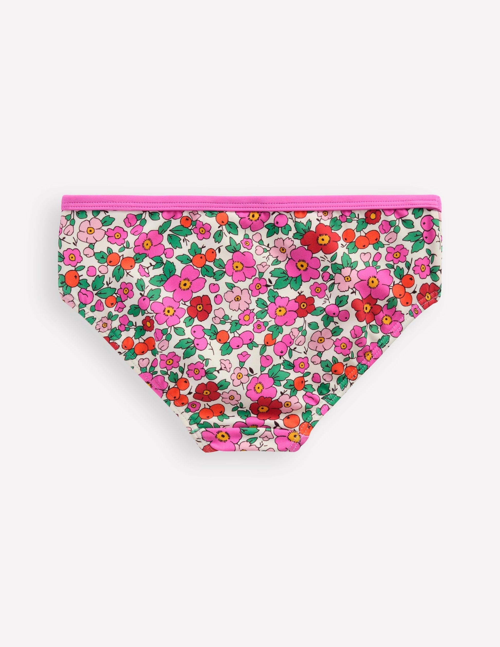Patterned Bikini Bottoms-Pink Apple Blossom Floral-2
