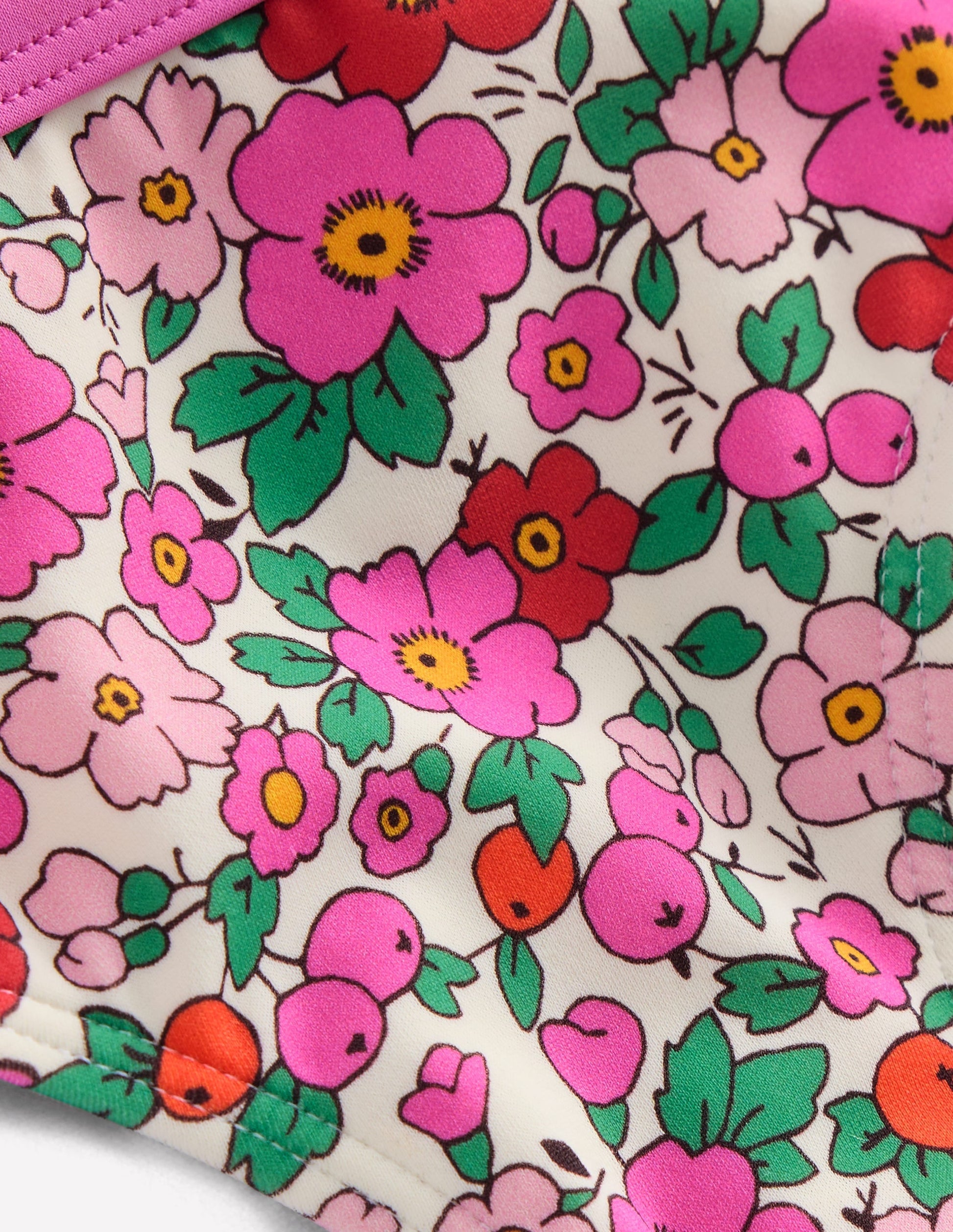 Patterned Bikini Bottoms-Pink Apple Blossom Floral-3