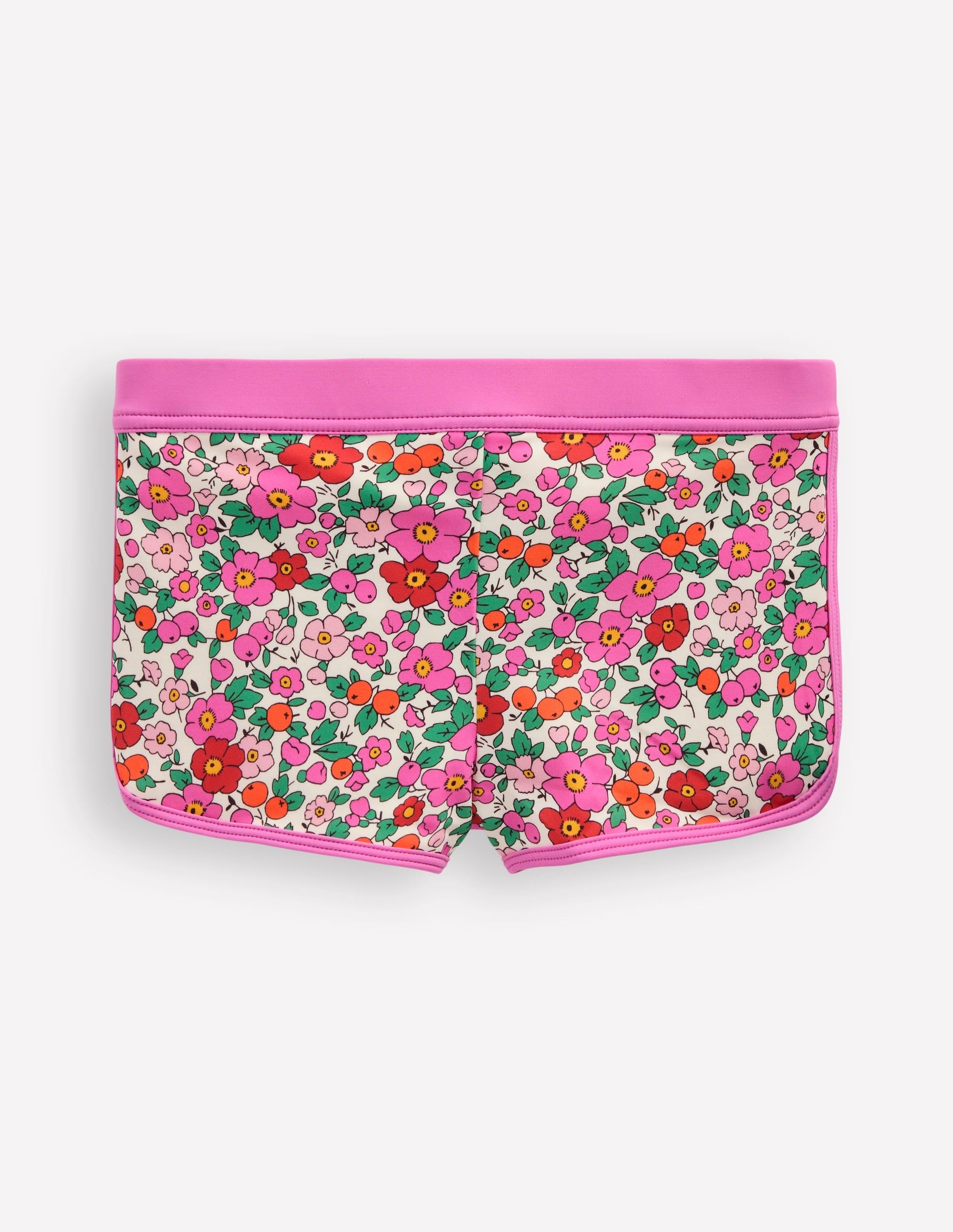 Patterned Swim Shorts-Pink Apple Blossom Floral-2