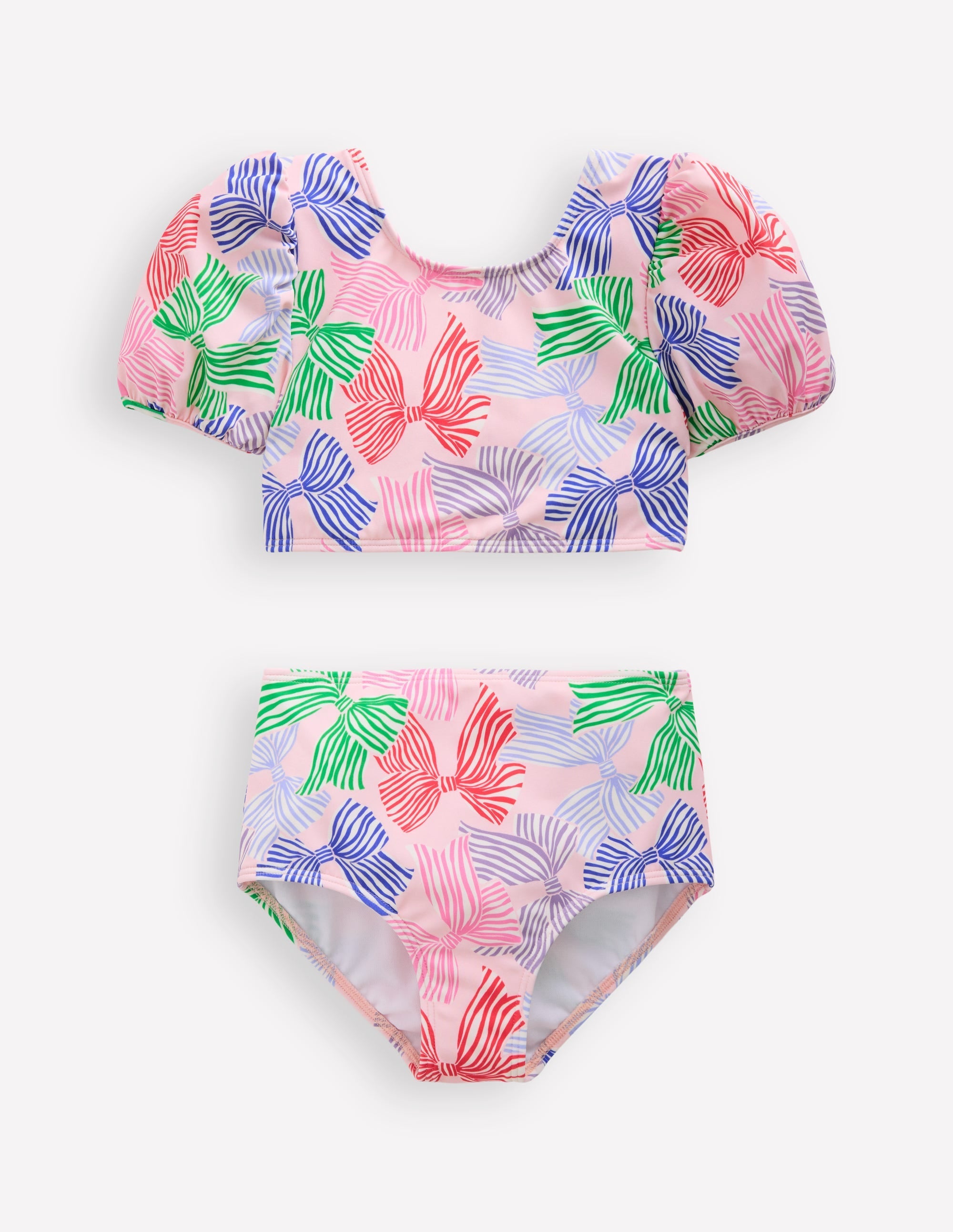 Sandy Puff Sleeve Bikini-French Pink Bows - Image 1