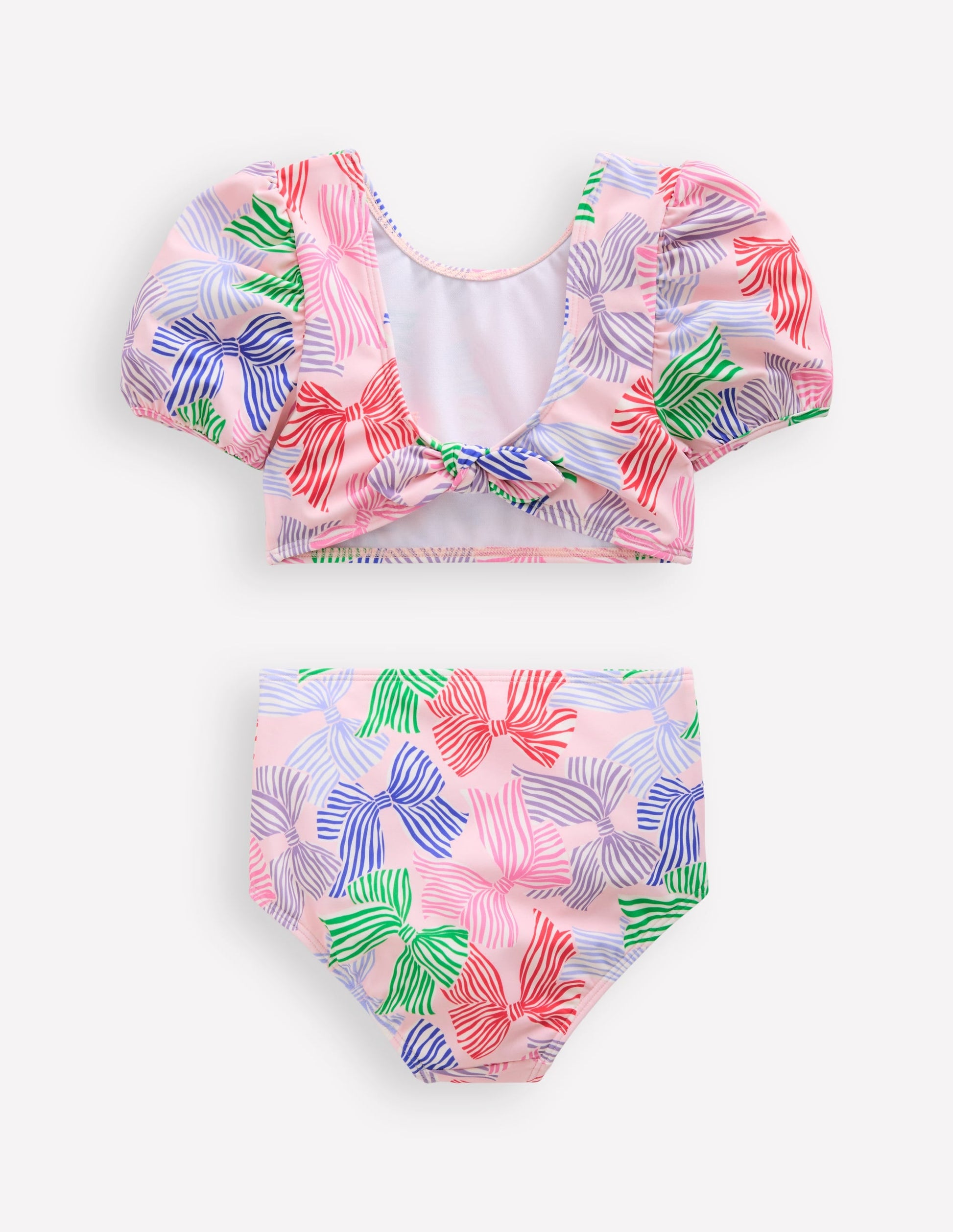 Sandy Puff Sleeve Bikini-French Pink Bows-2