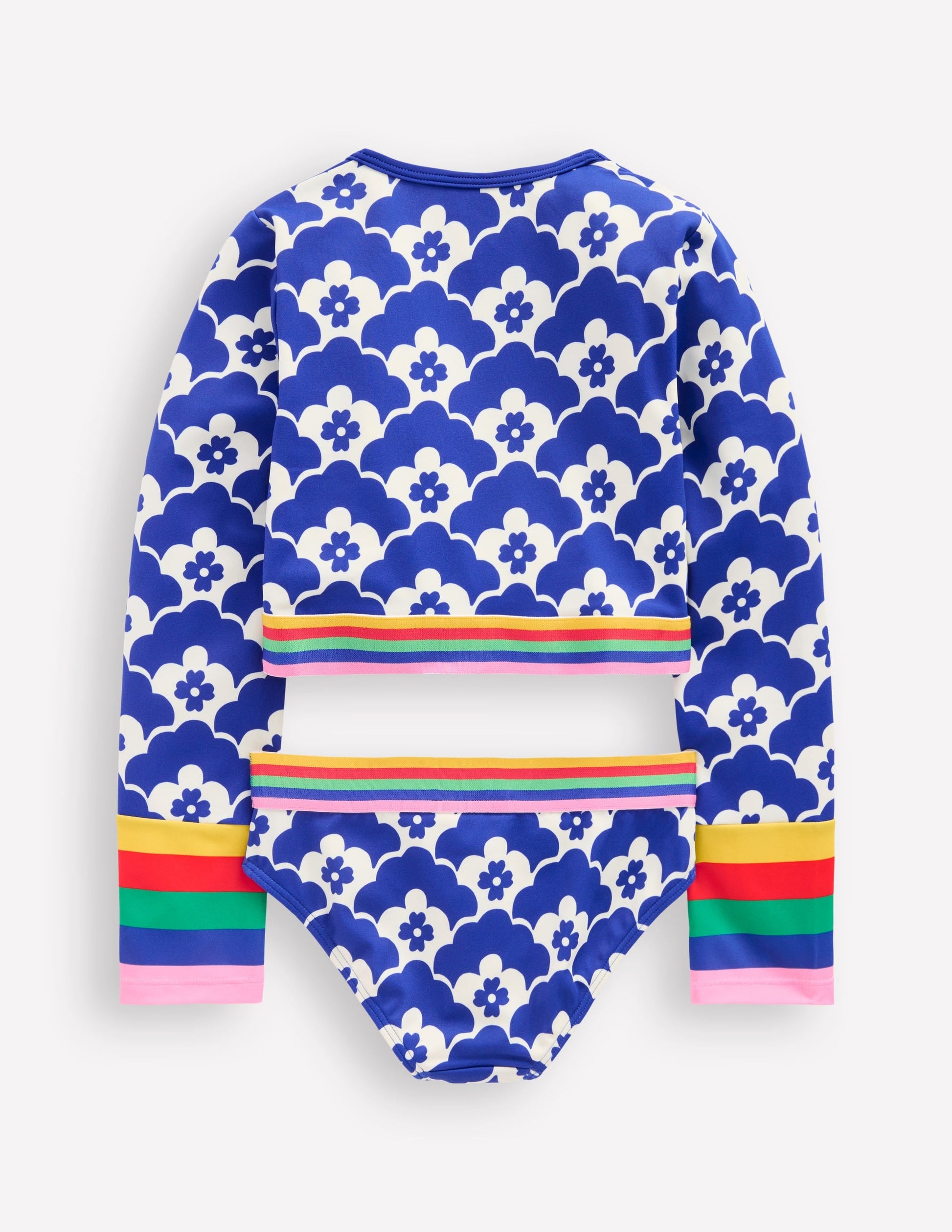Cropped Rash Vest Set-Orion Blue Geo Flower-2