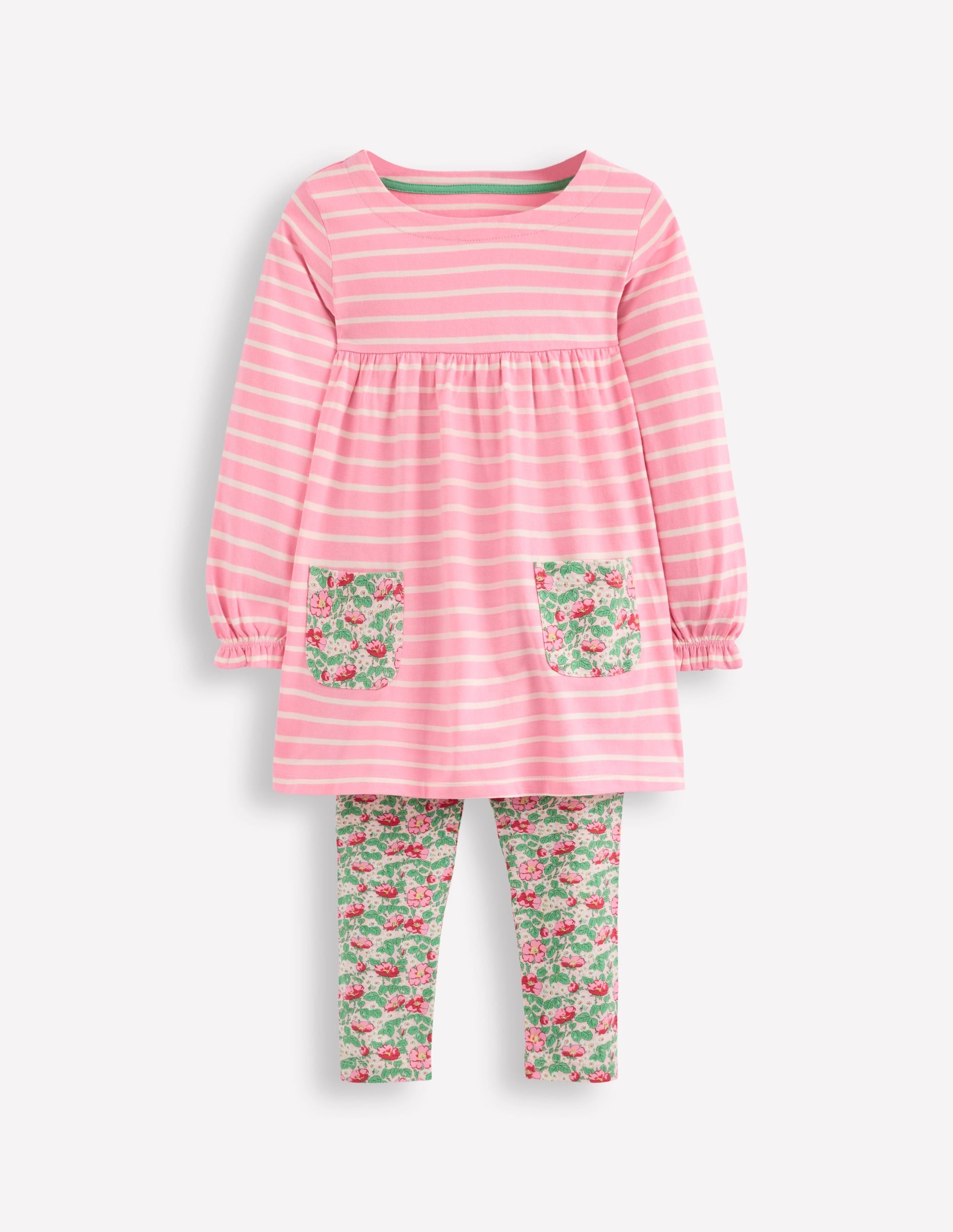 Long-sleeved print tunic set-Chalk Pink Wild Rose - Image 1
