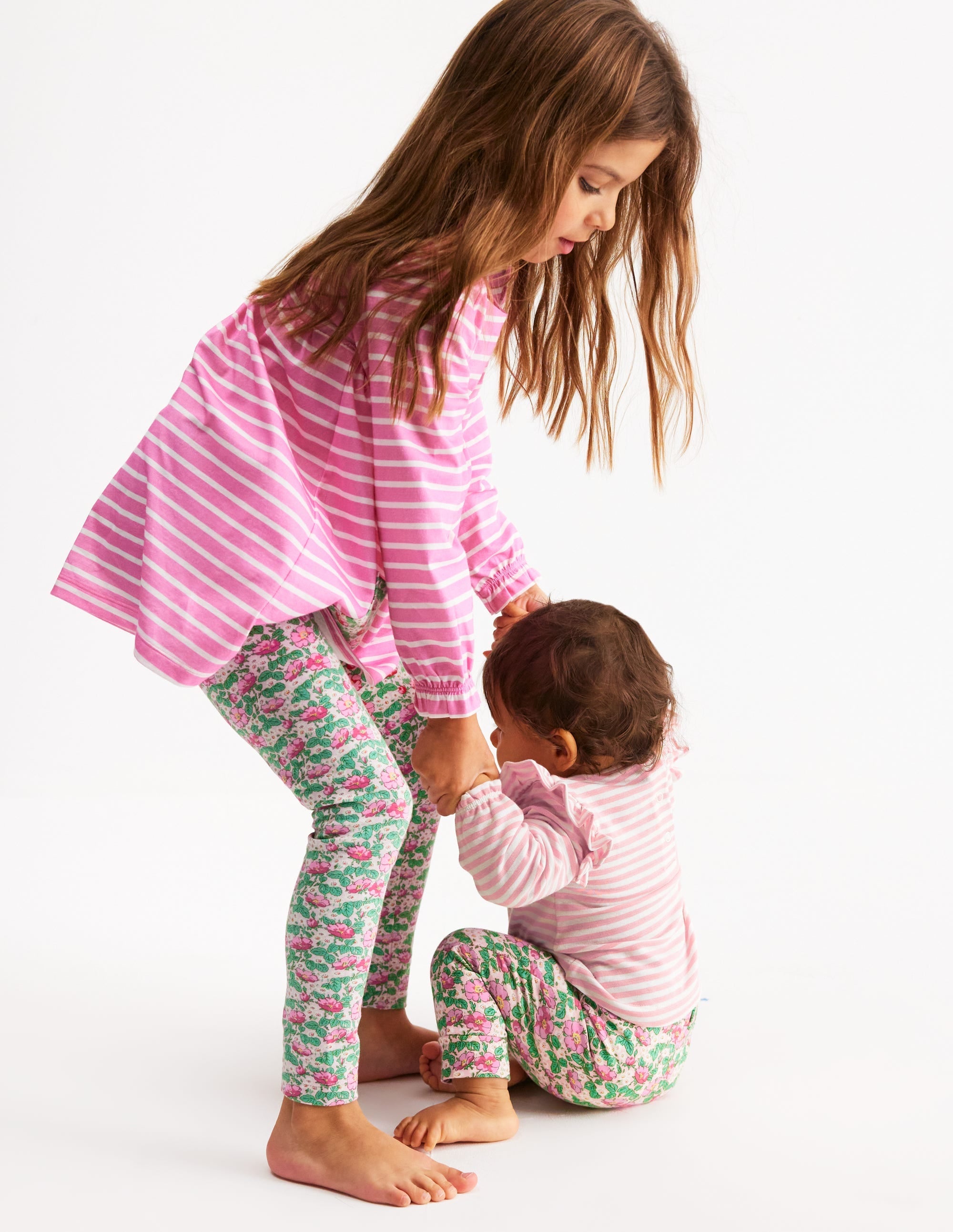 Long-sleeved print tunic set-Chalk Pink Wild Rose - Image 4
