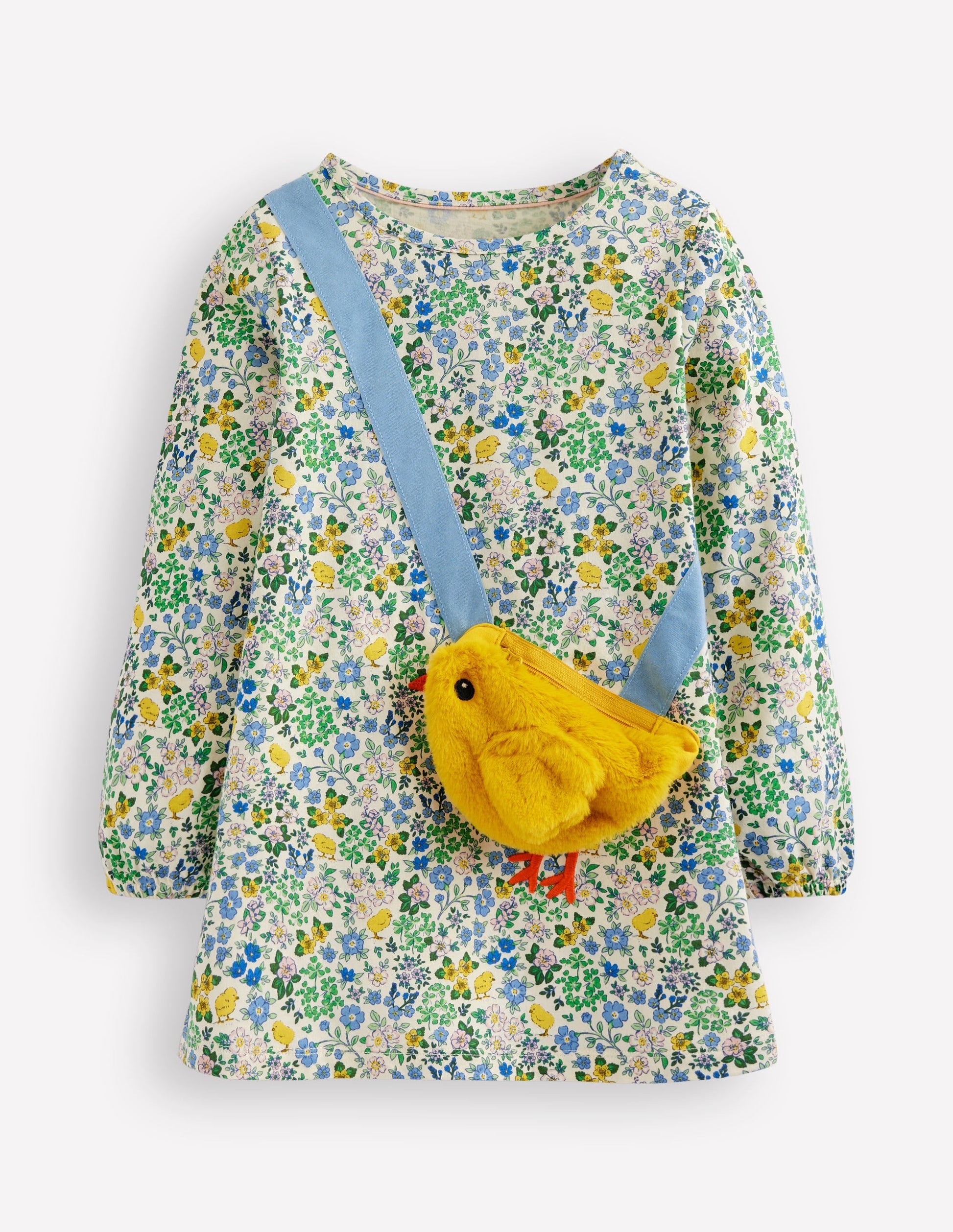 Long sleeved Bag Tunic-Vanilla White Floral Chick-1