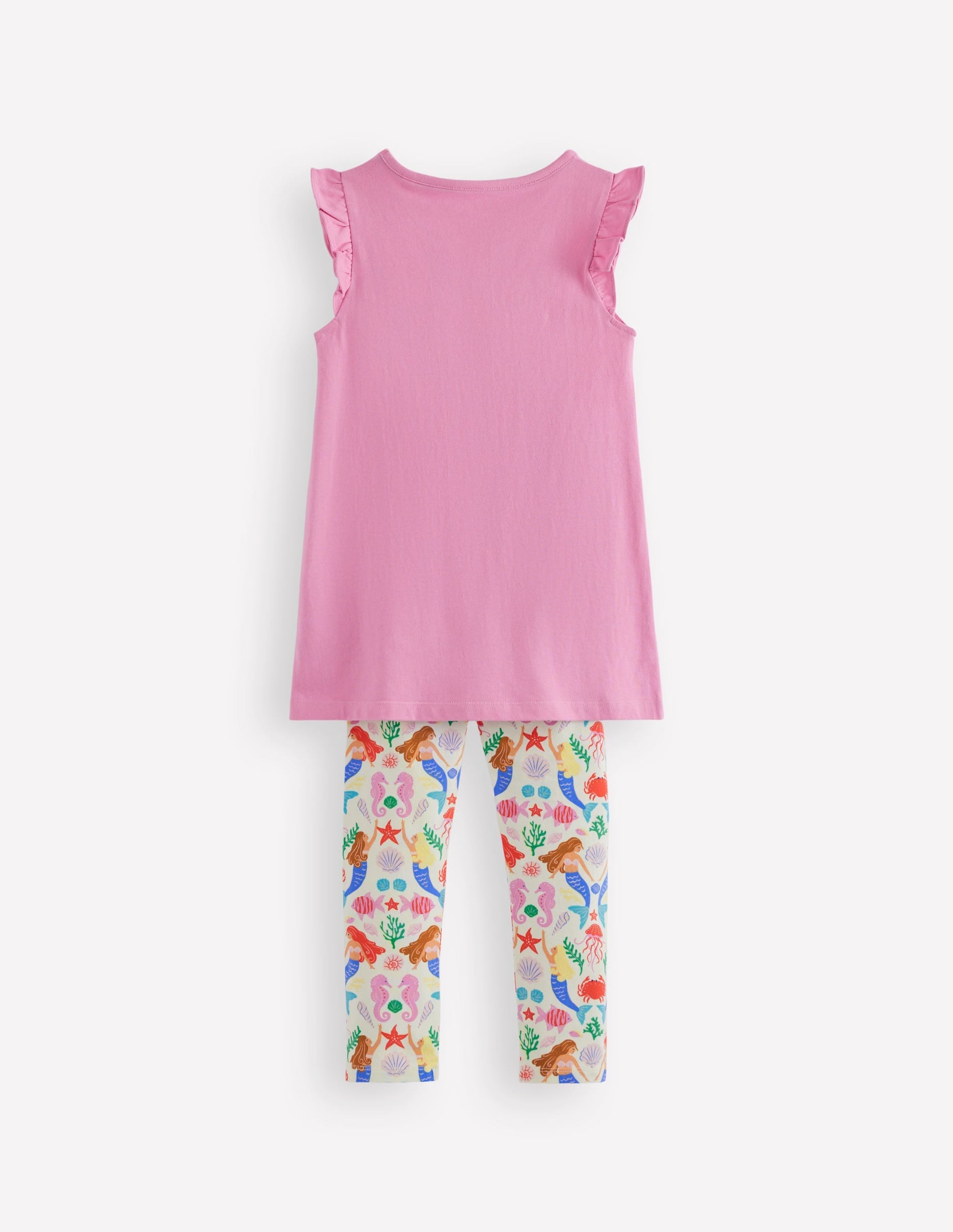 Frill Sleeve Tunic Set-Cosmos Pink Mermaids-2