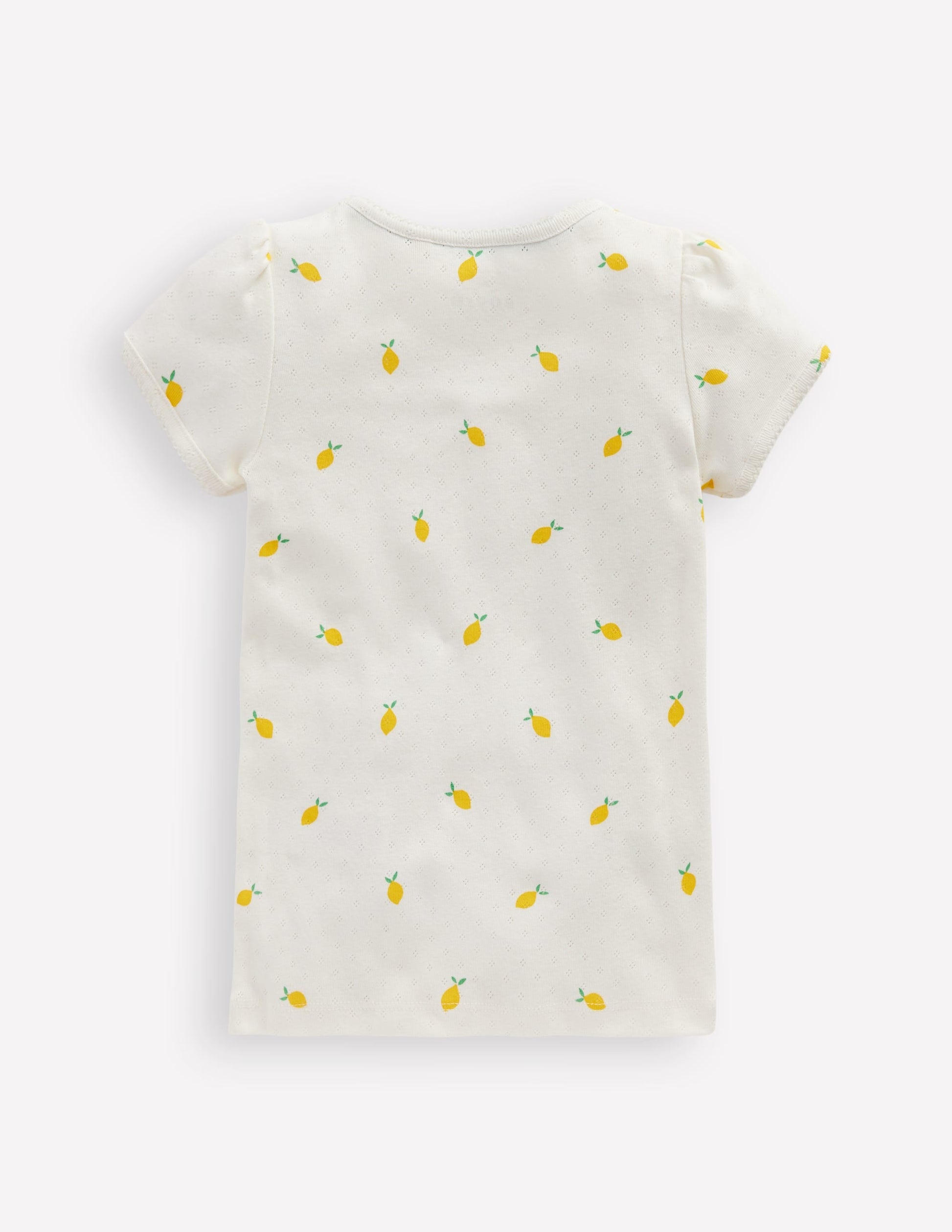 Short Sleeve Pointelle Top-Ivory Lemons-2