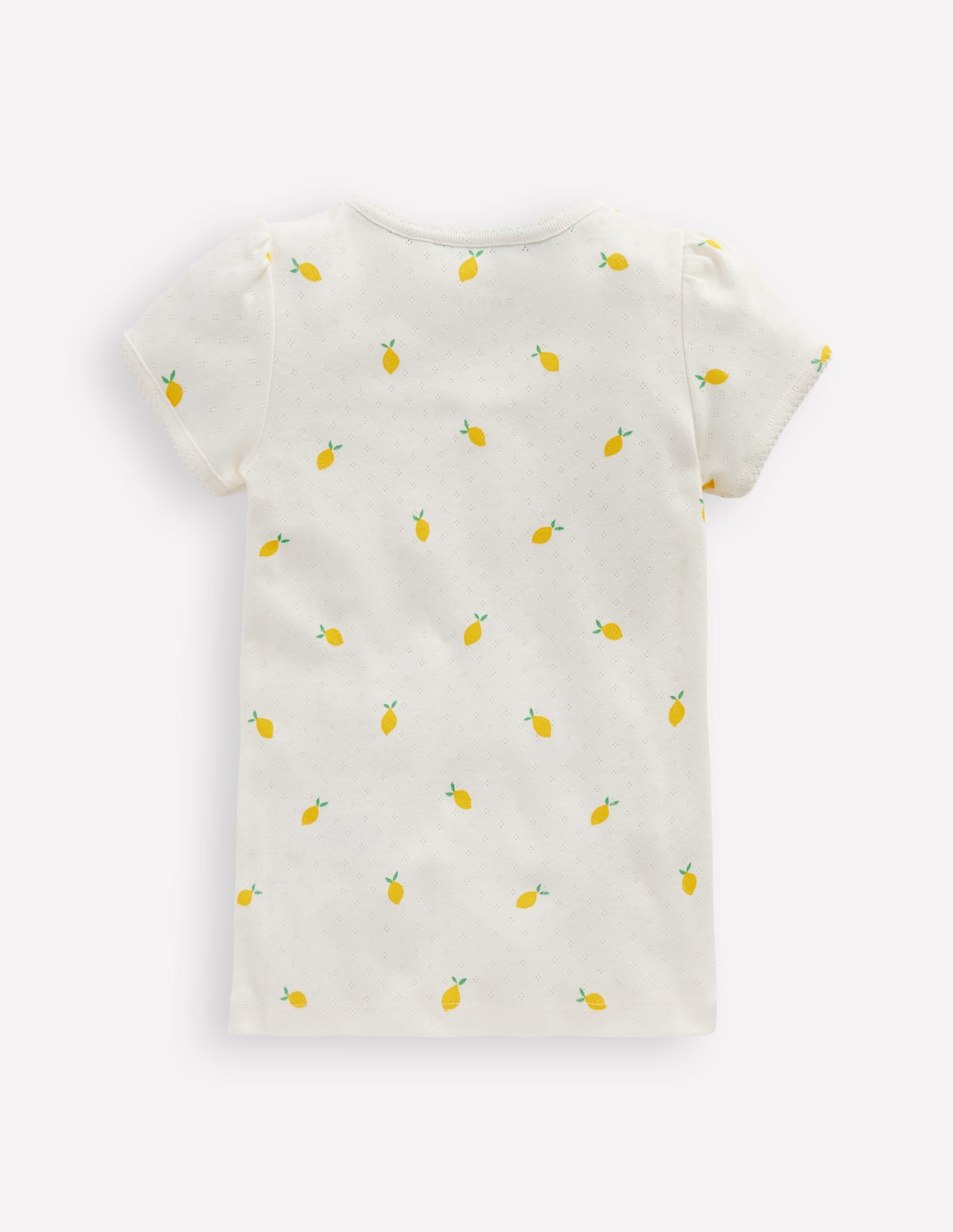 Short Sleeve Pointelle Top-Ivory Lemons - Image 2