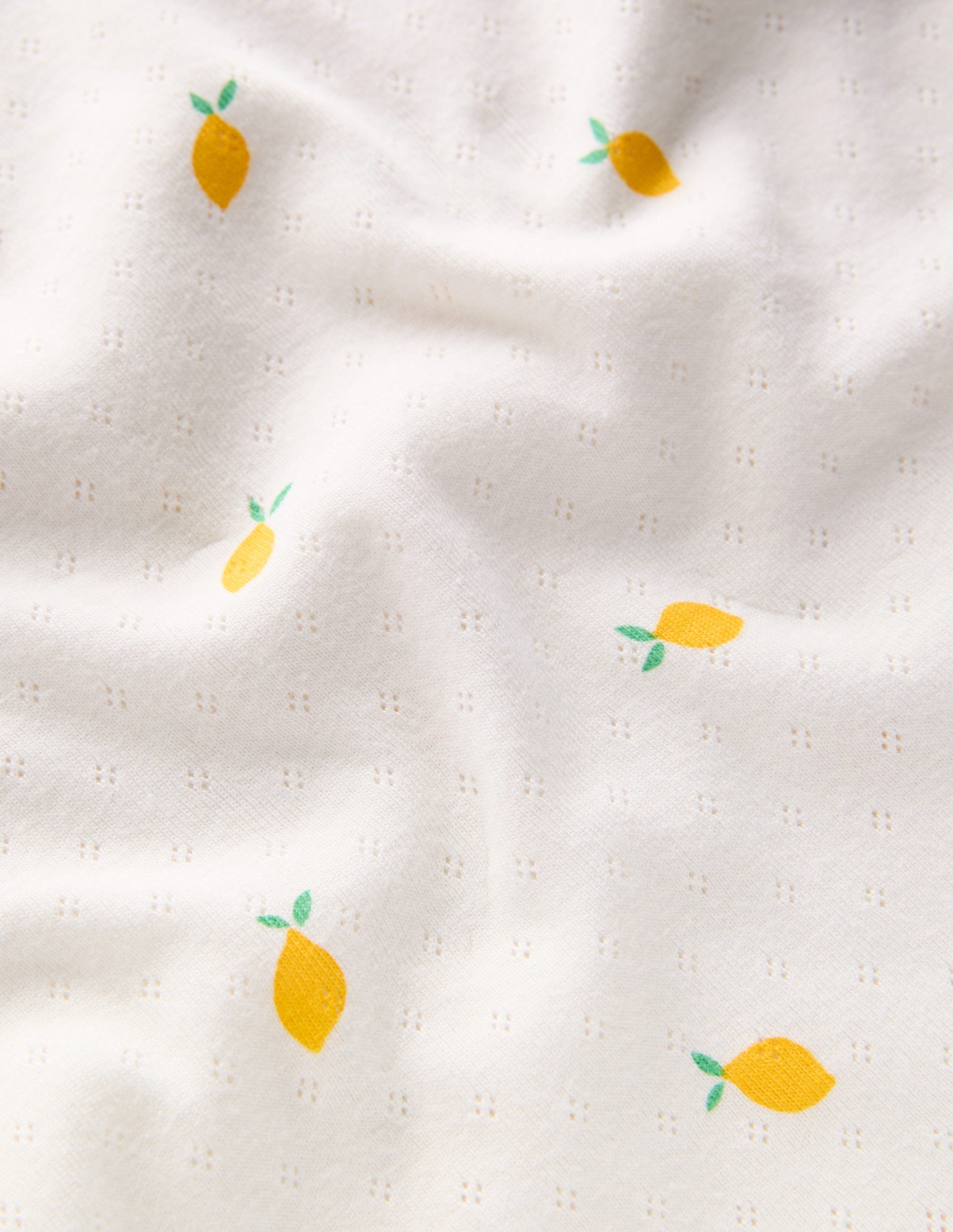 Short Sleeve Pointelle Top-Ivory Lemons - Image 3