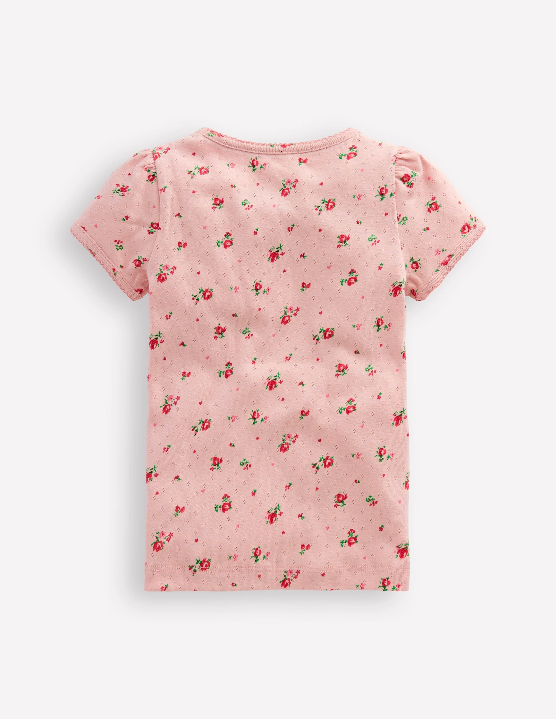 Short Sleeve Pointelle Top-Chalk Pink Rosebud-2