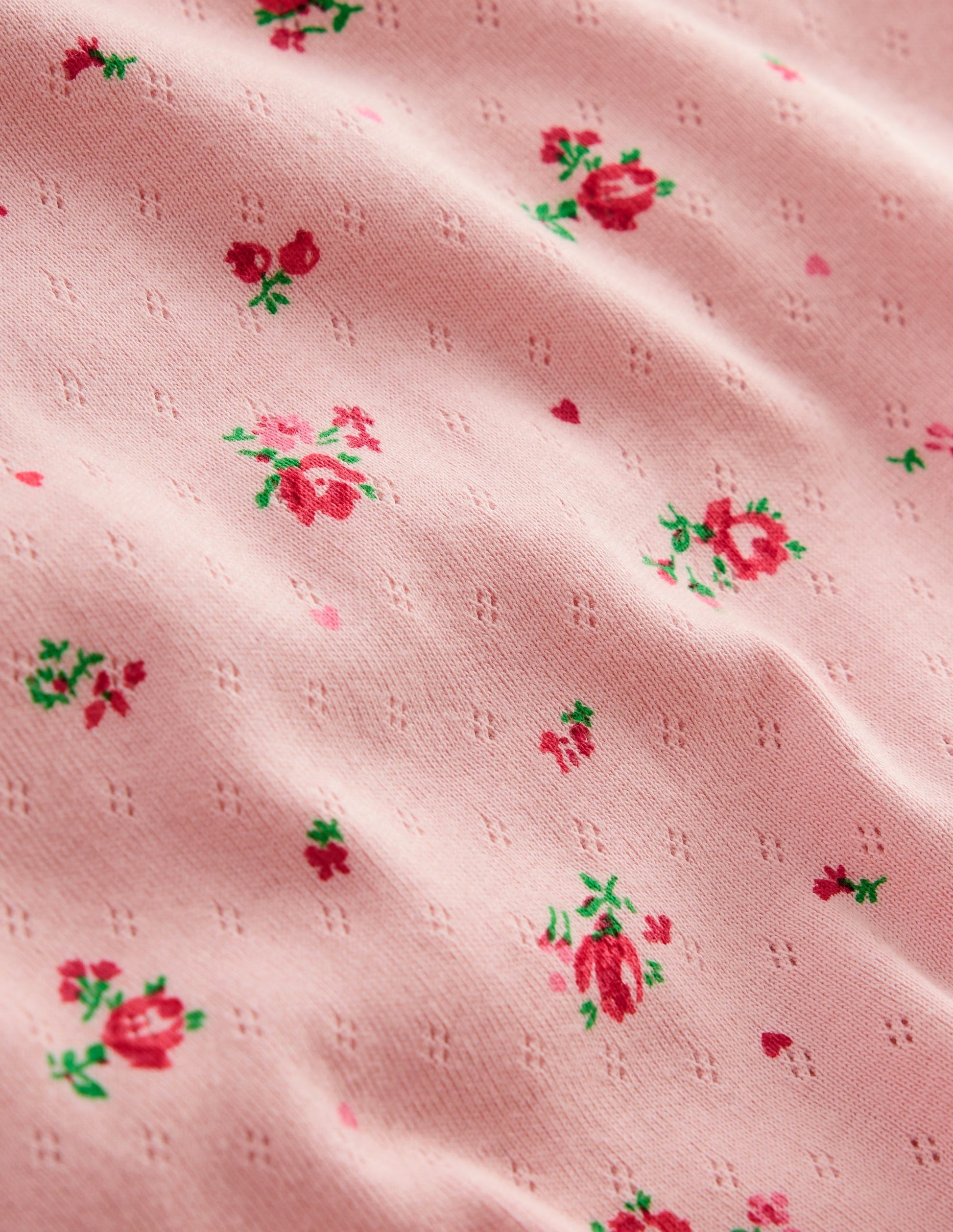 Short Sleeve Pointelle Top-Chalk Pink Rosebud-3