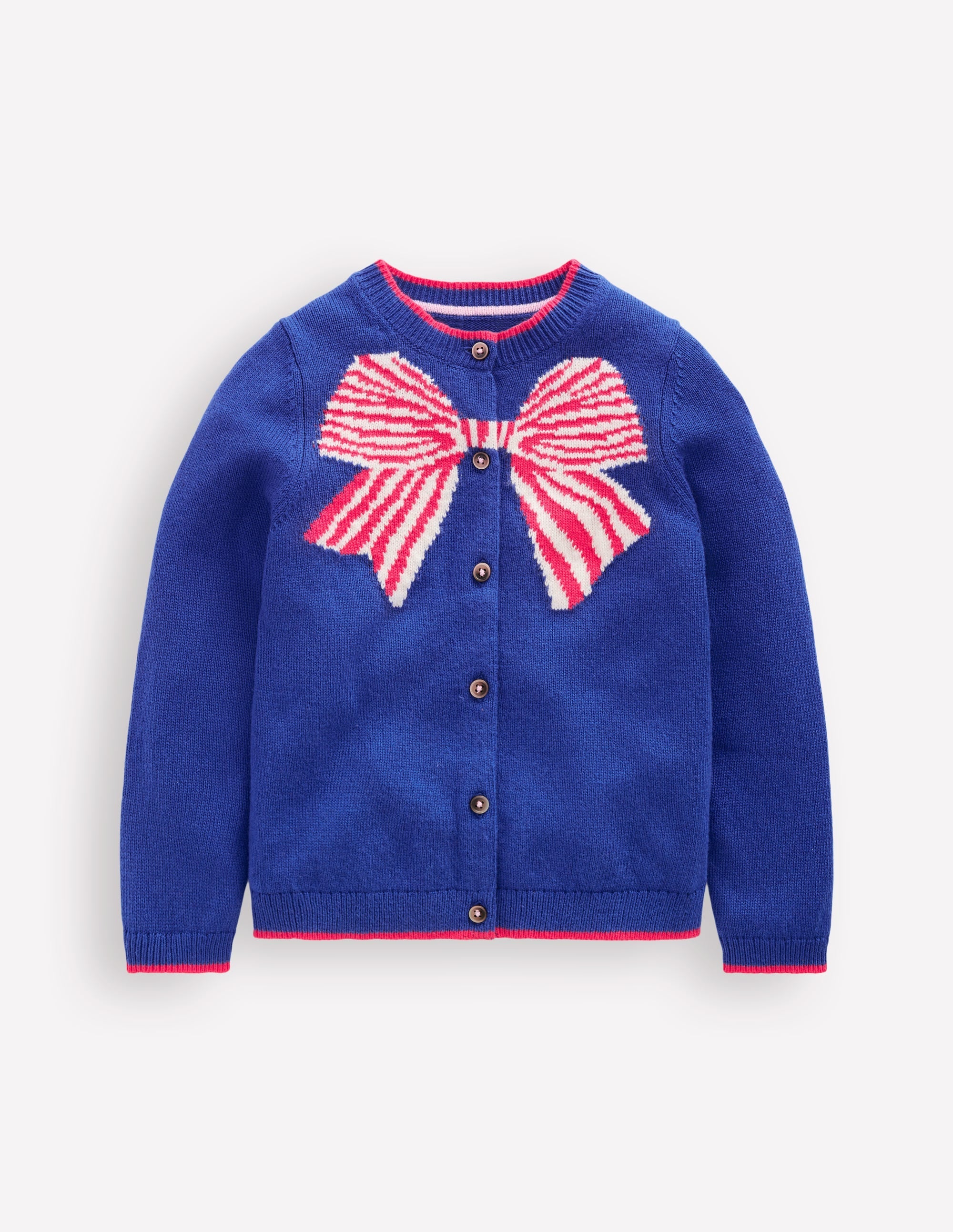 Evelyn Fun Logo Cardigan-Heron Blue Bow - Image 2