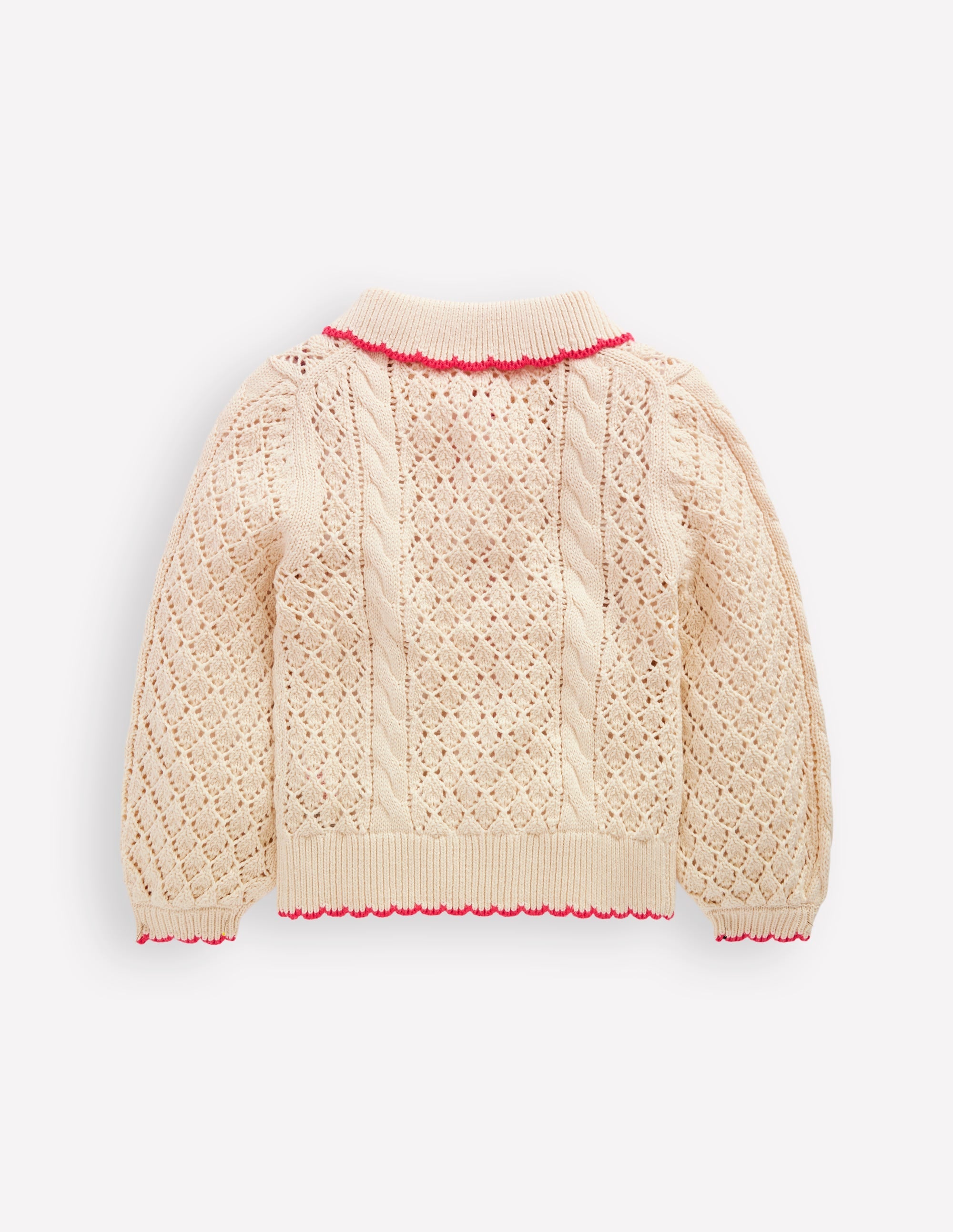 Cotton Embroidered Cardigan-Warm Ivory Floral - Image 3