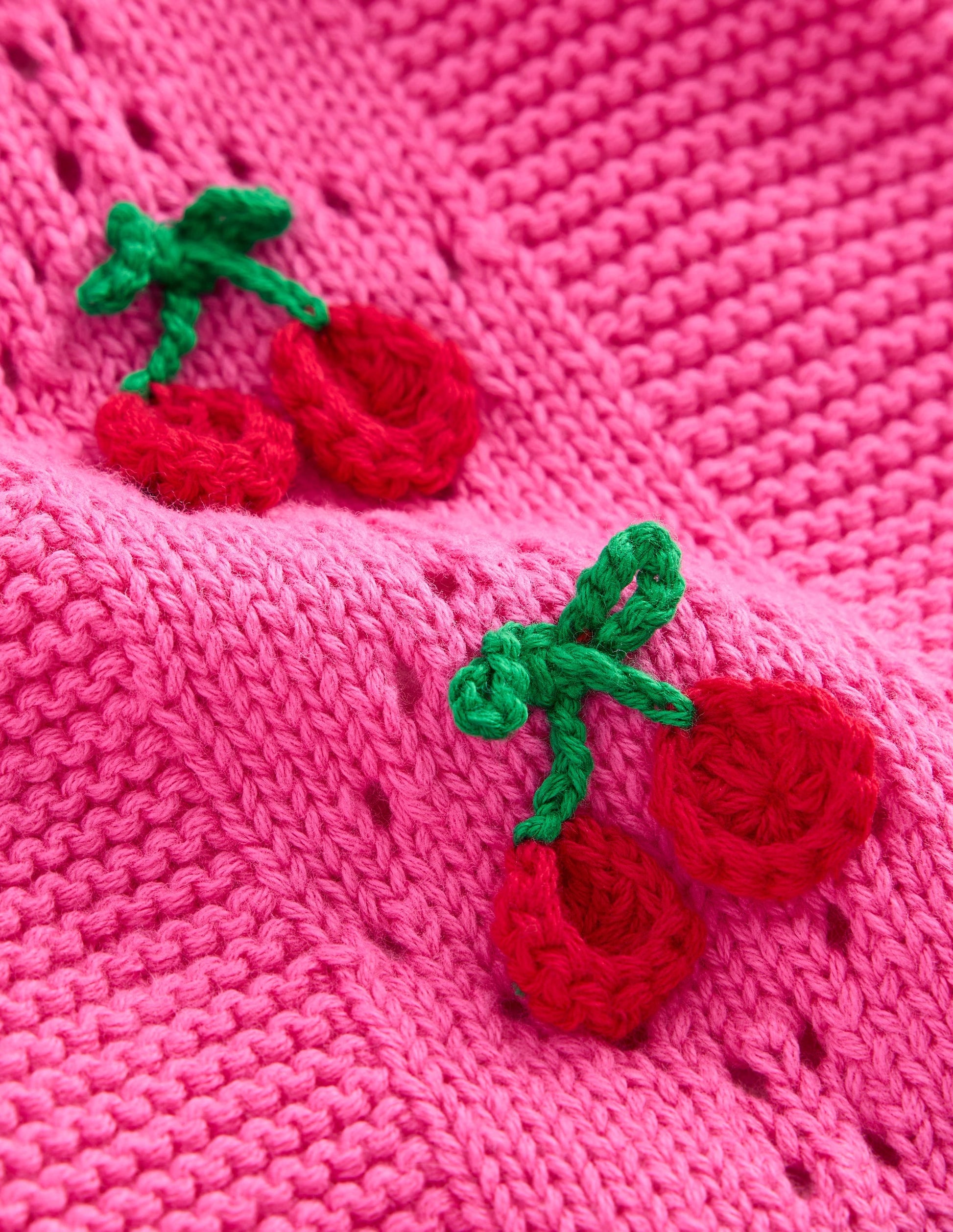 Embroidered Pointelle Cardigan-Rose Petal Pink Cherries-3