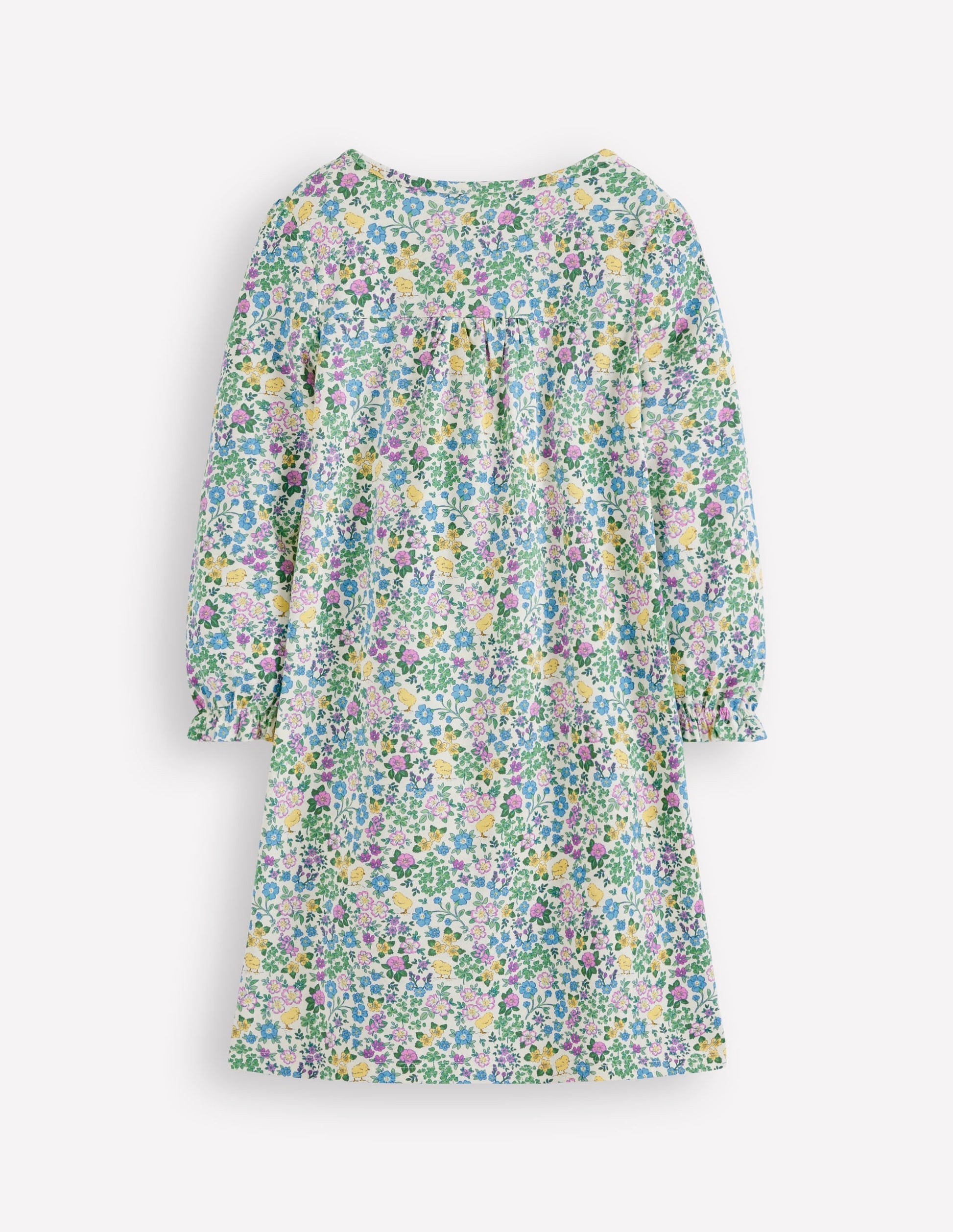 Printed Long-Sleeved Nightie-Orchid Purple Chick Floral-2