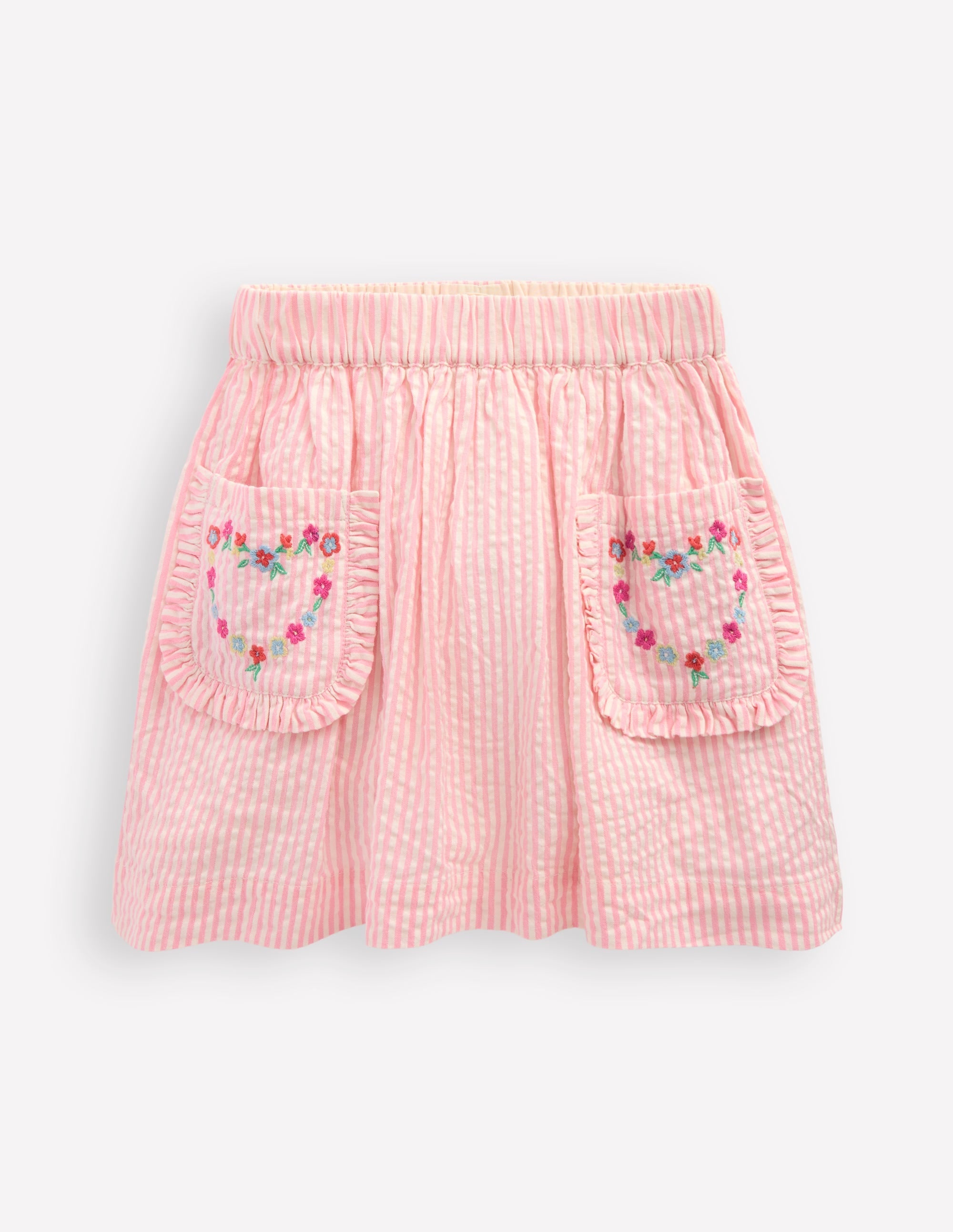 Applique Pocket Skirt-Cosmos Pink Daisy Chain - Image 1