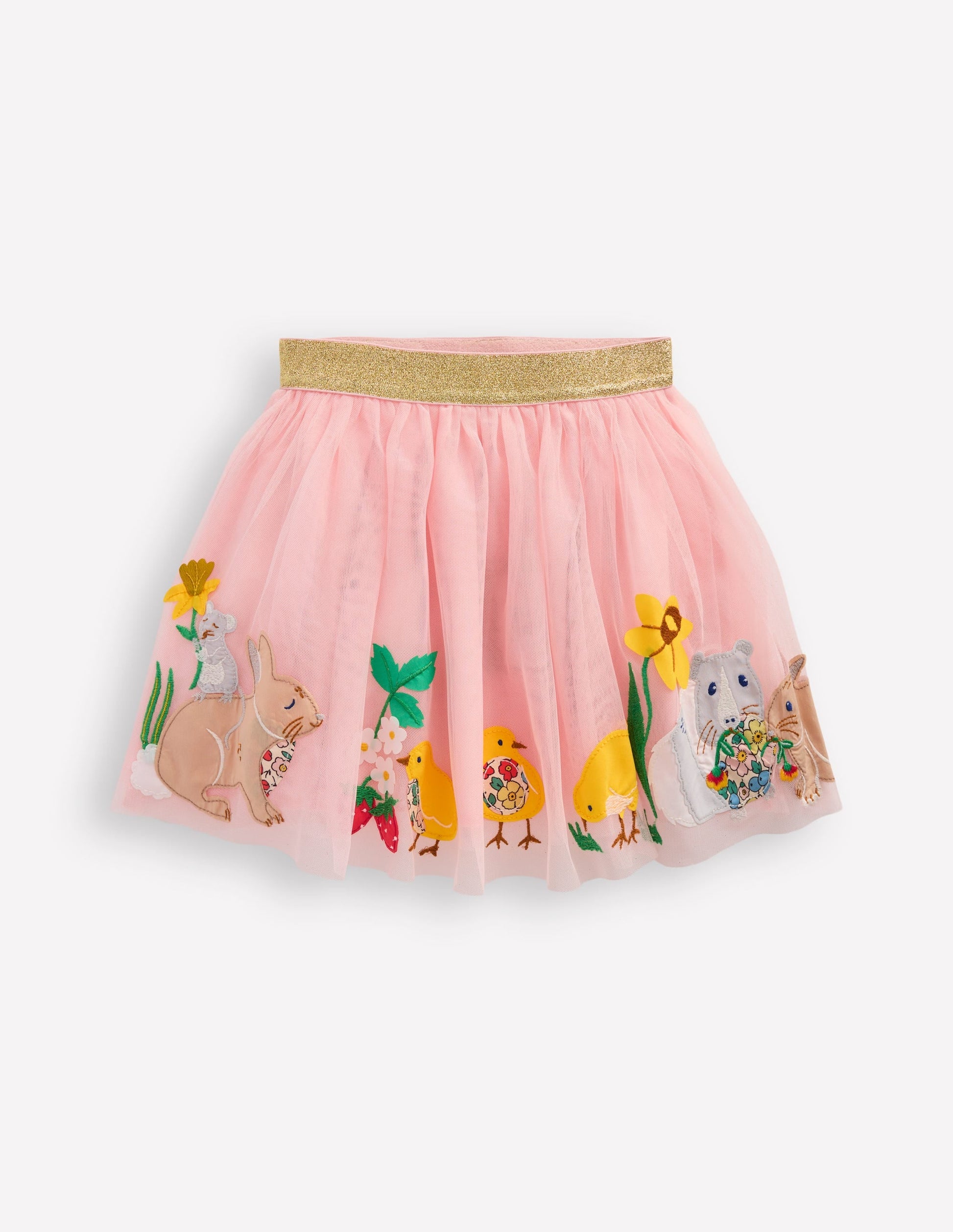 Tulle Applique Skirt-French Pink Bunnies-2