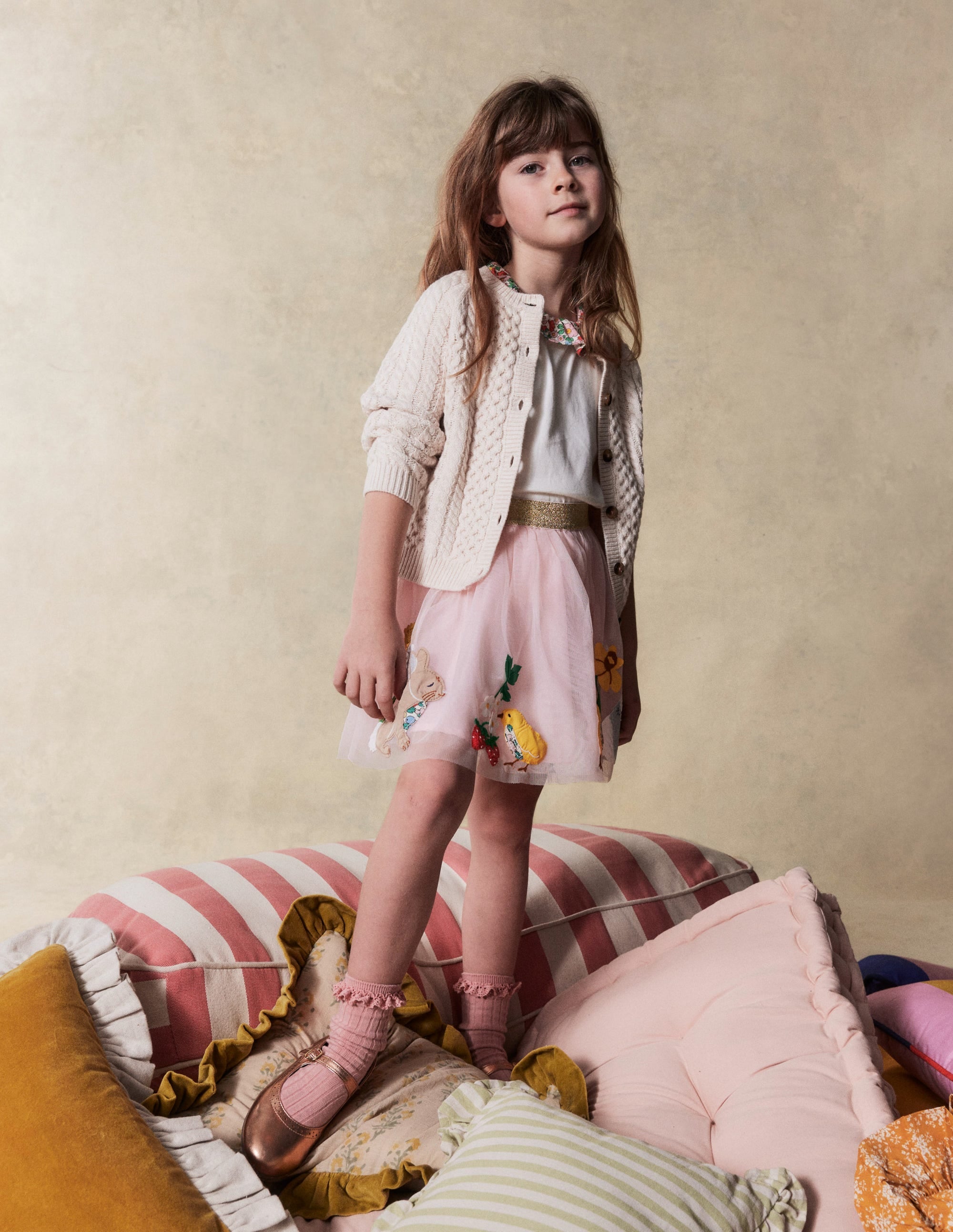 Tulle Applique Skirt-French Pink Bunnies - Image 1