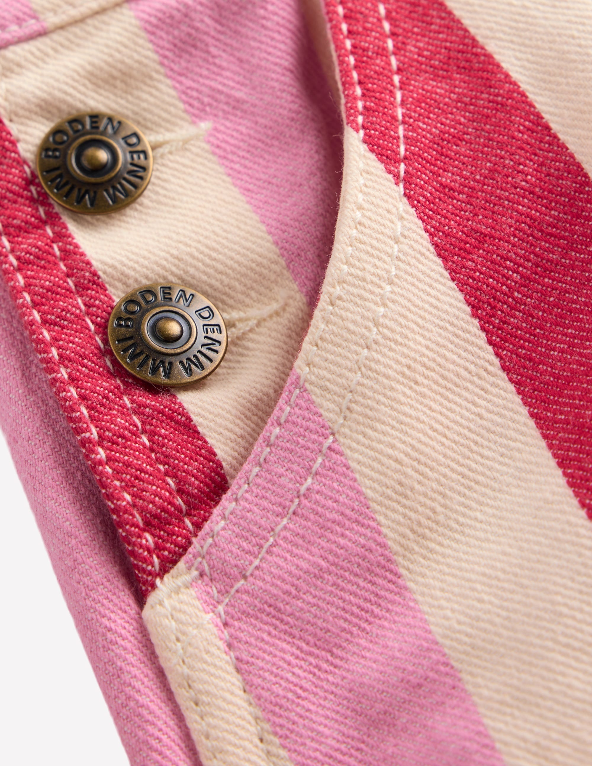 Heart Pocket Short Dungarees-Pink and Red Stripe - Image 3