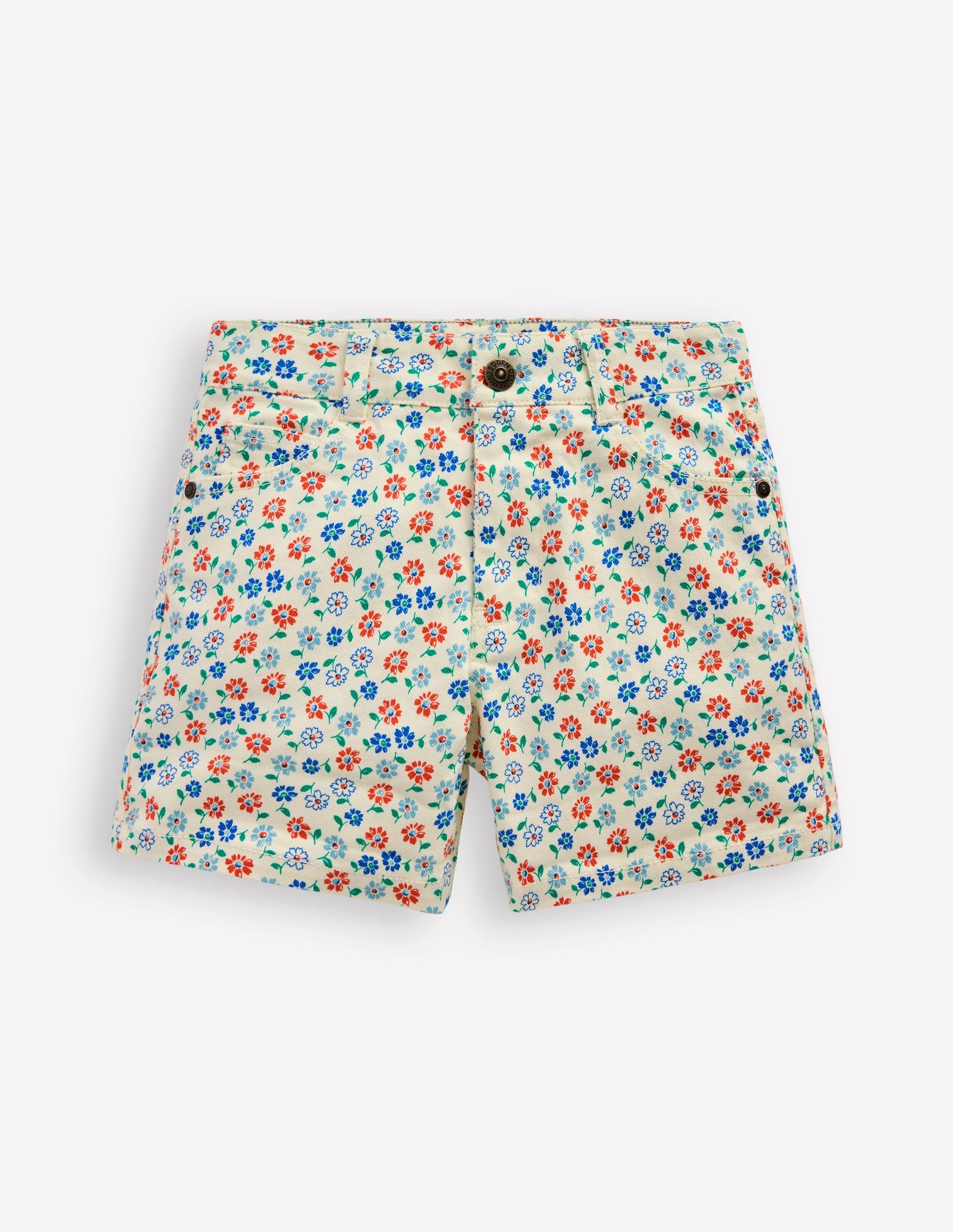 Denim Shorts-Vanilla White Vintage Daisy-1