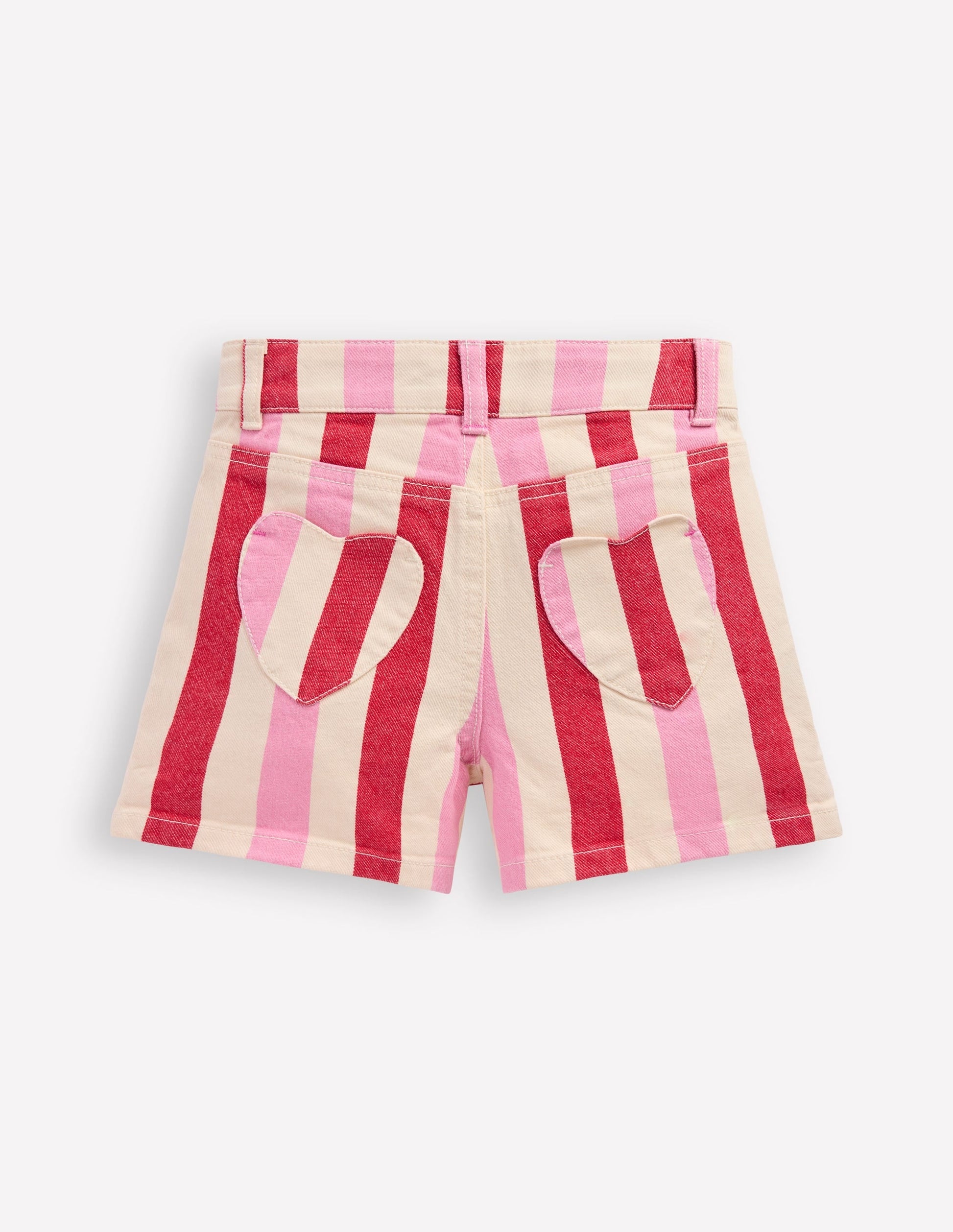 Denim Shorts-Pink and Red Stripe-2