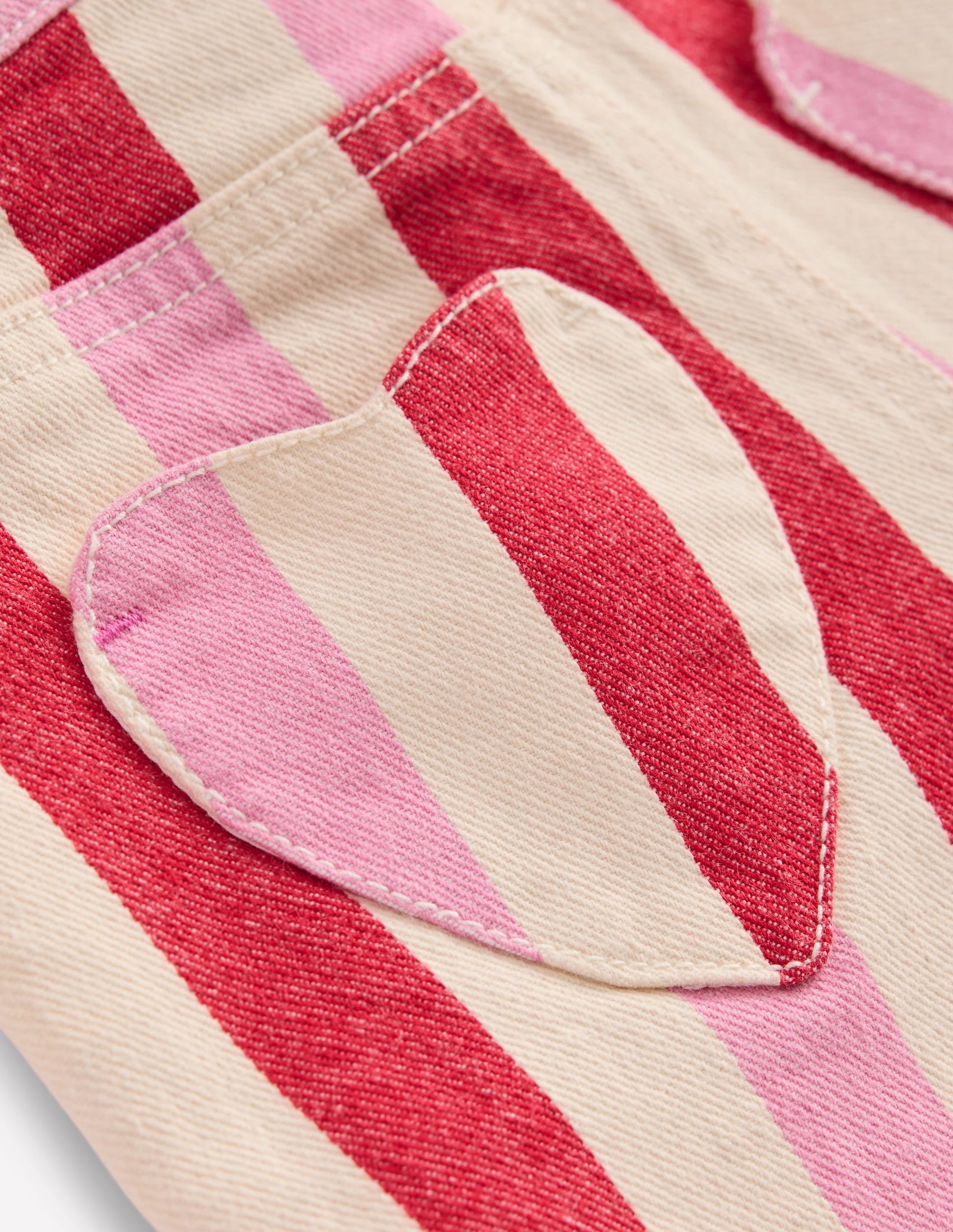 Denim Shorts-Pink and Red Stripe-3
