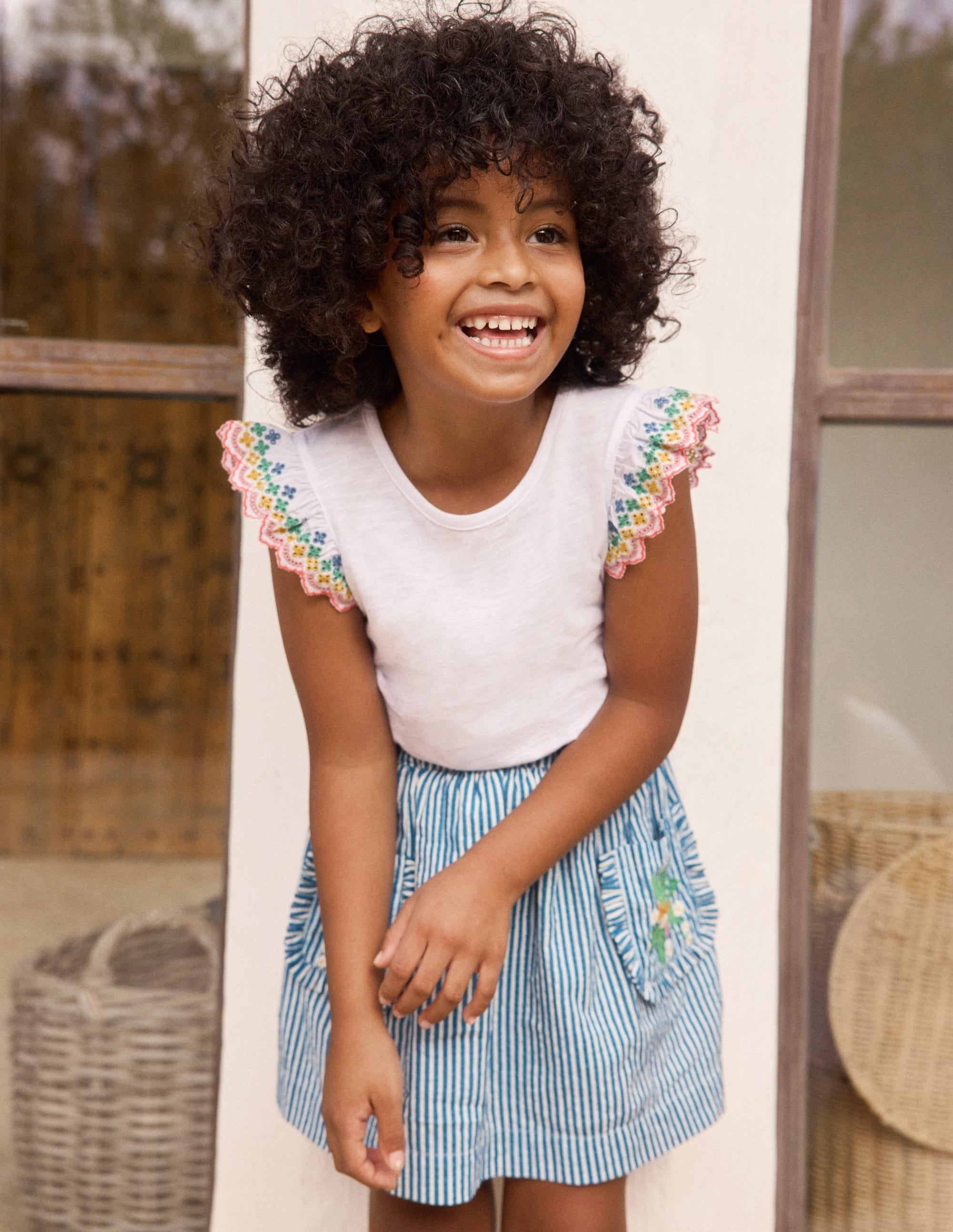 Margaret Broderie Frill Tee-White - Image 1