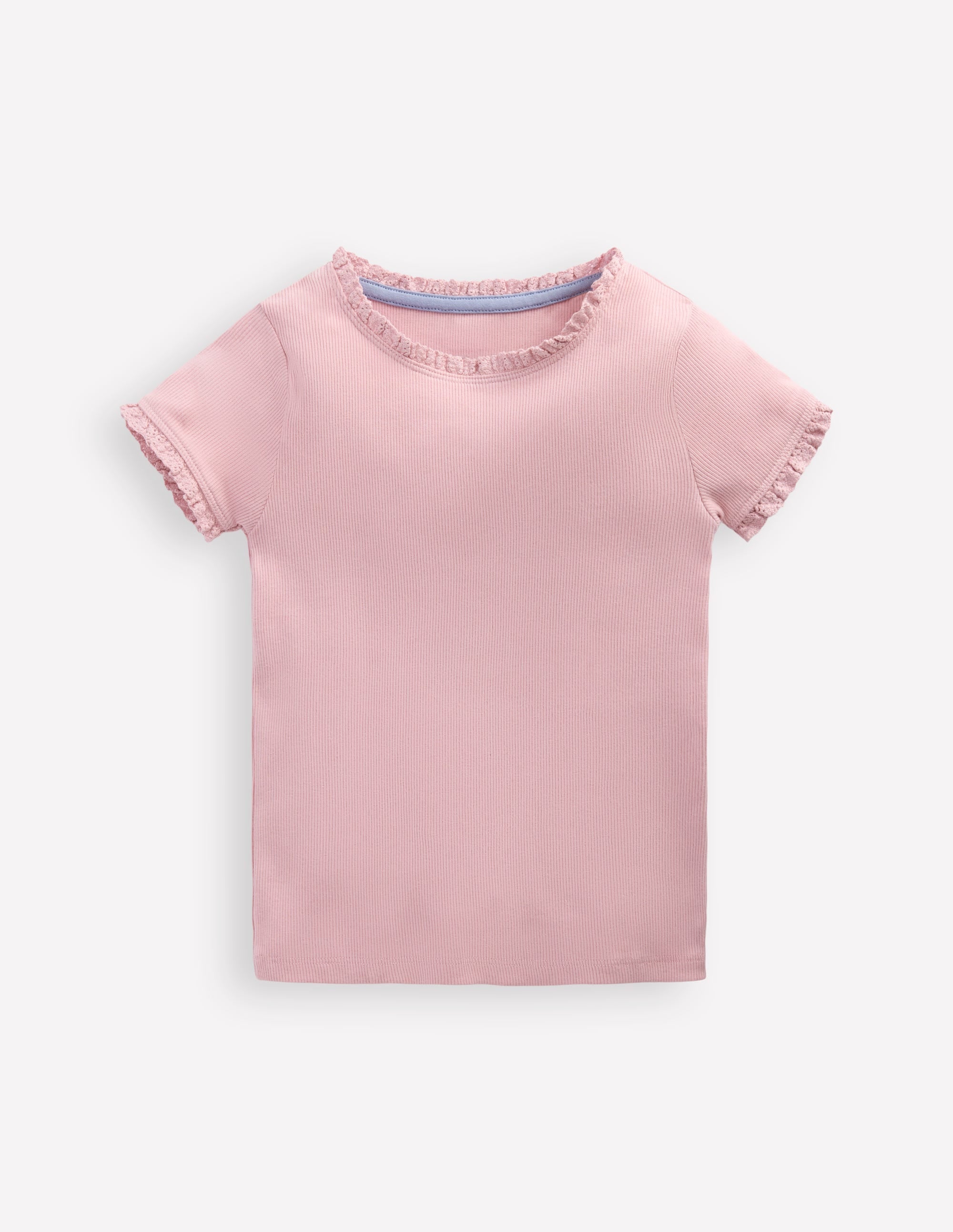 Short Sleeve Ribbed T-Shirt-French Pink - Image 1