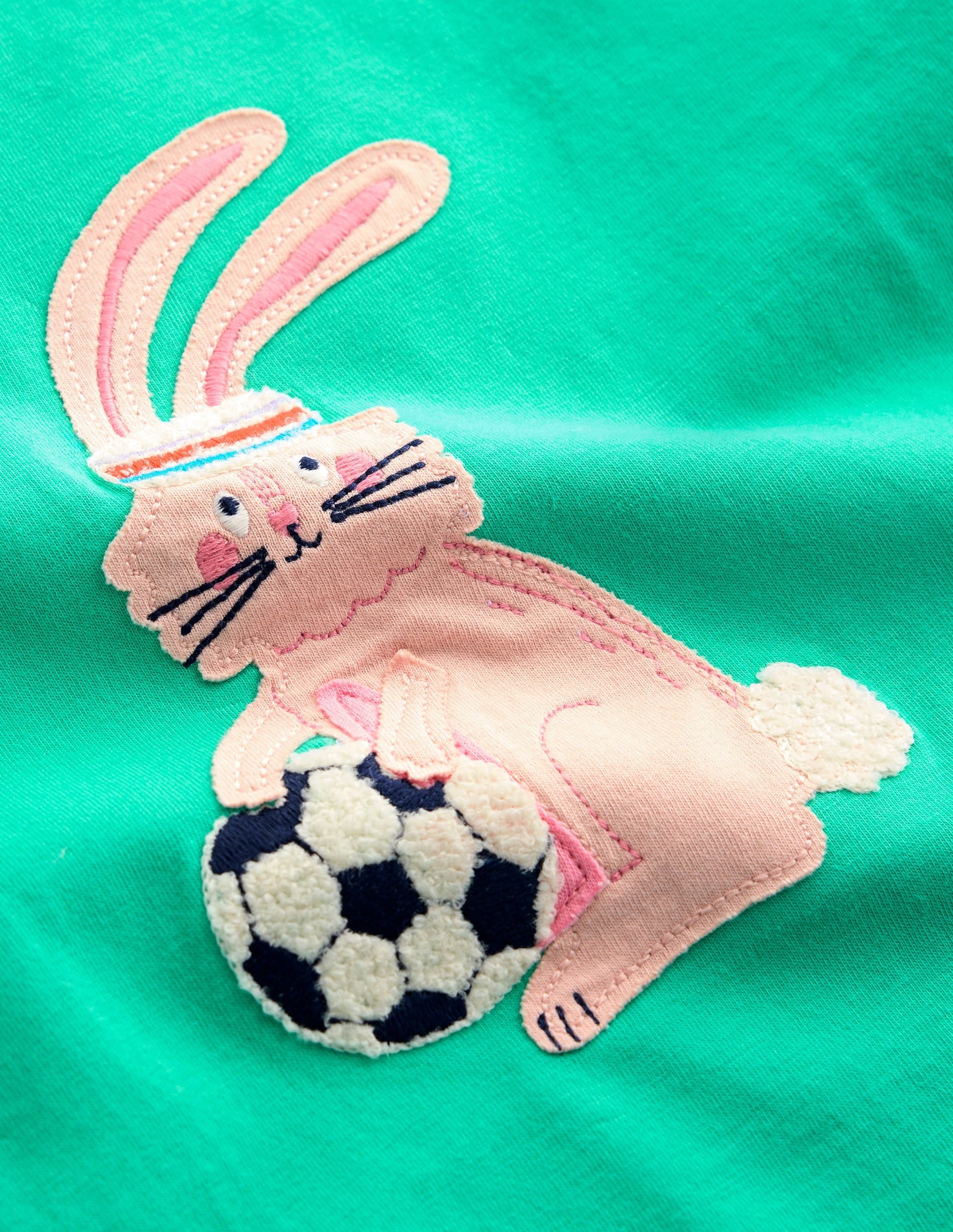 Short Sleeve Applique T-shirt-Turquoise Blue Bunny-3
