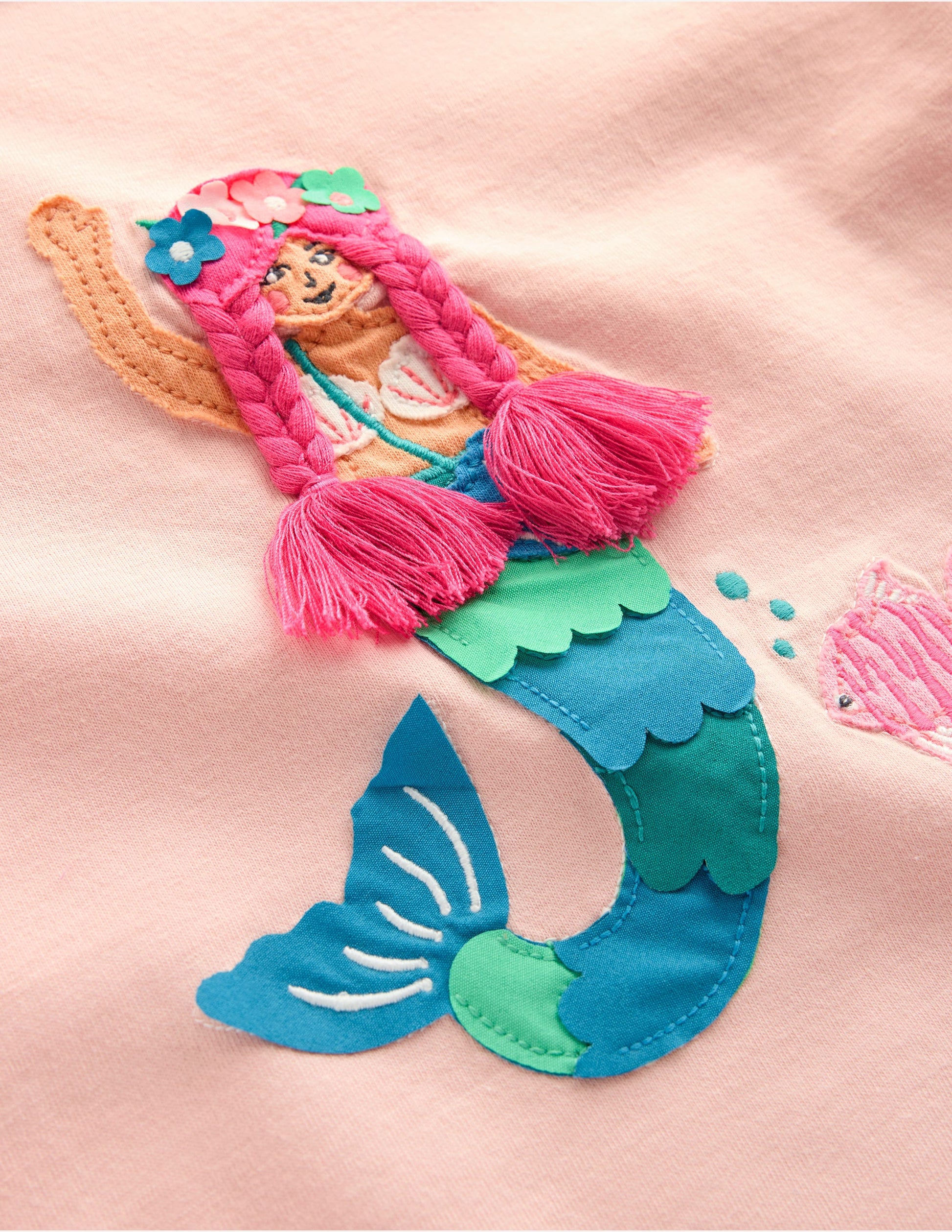 Short Sleeve Applique T-shirt-Chalk Pink Mermaid-4