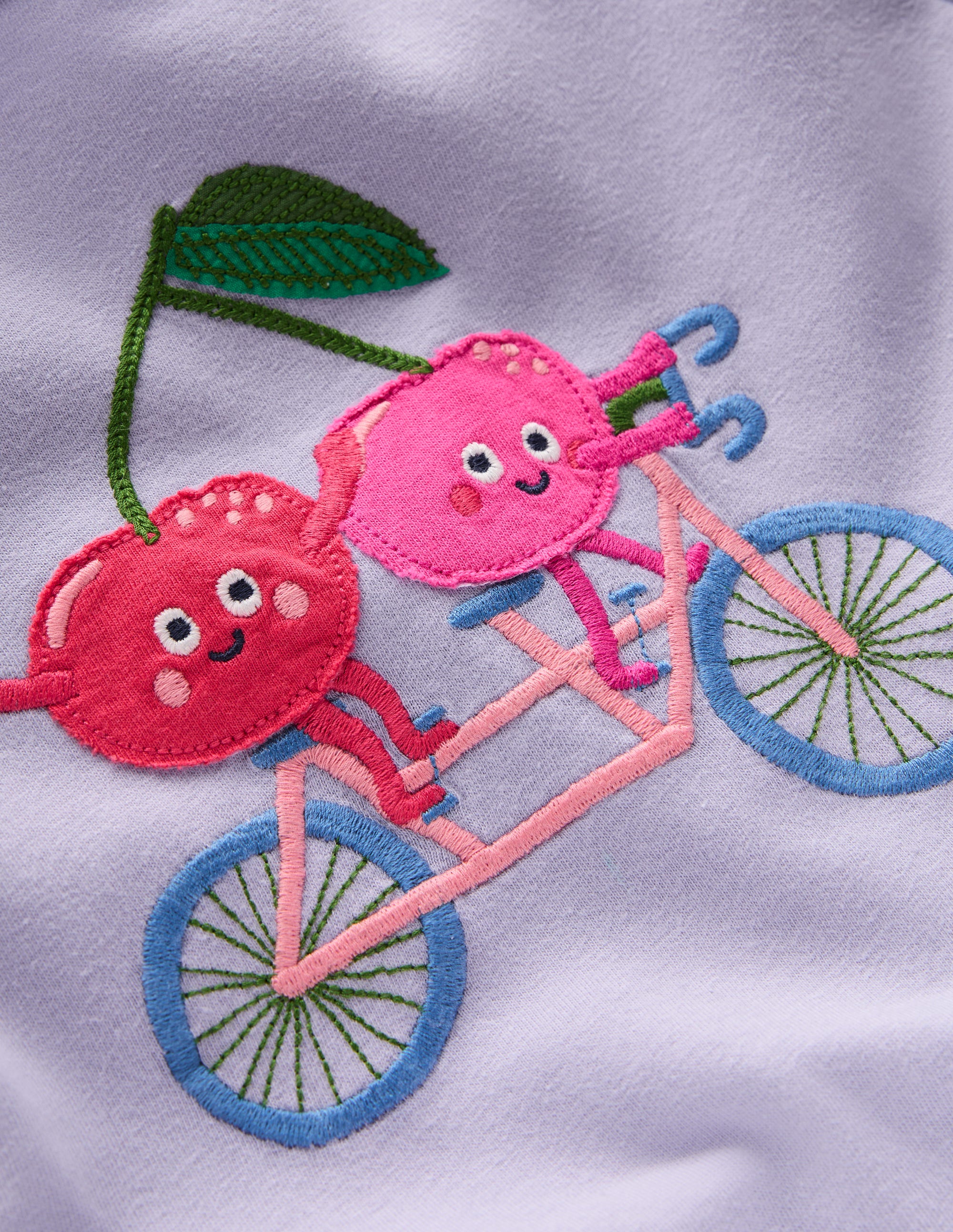 Short Sleeve Applique T-shirt-Misty Lavendar Cherries - Image 3