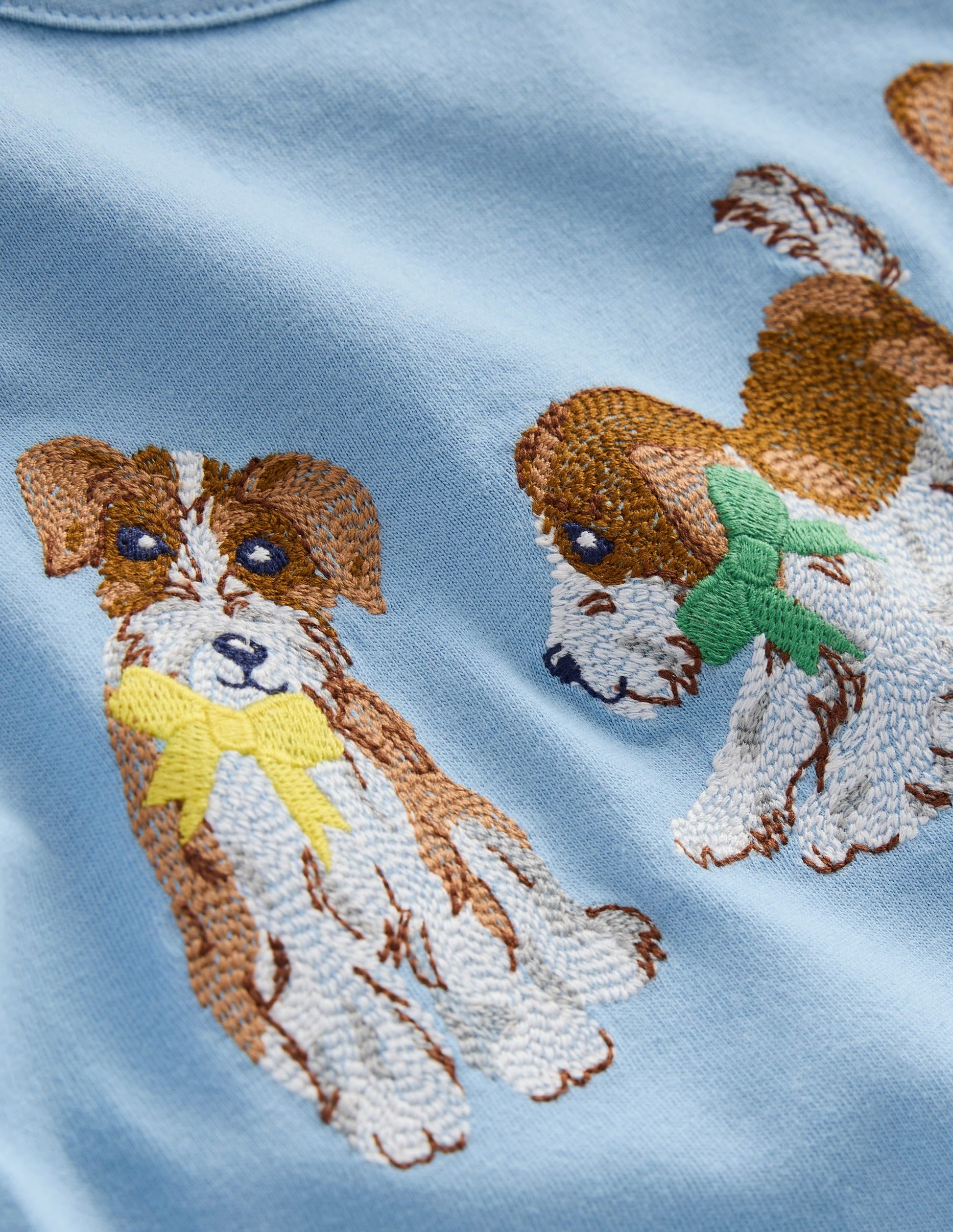 Puff Sleeve Superstitch Top-Glacier Blue Dogs-3