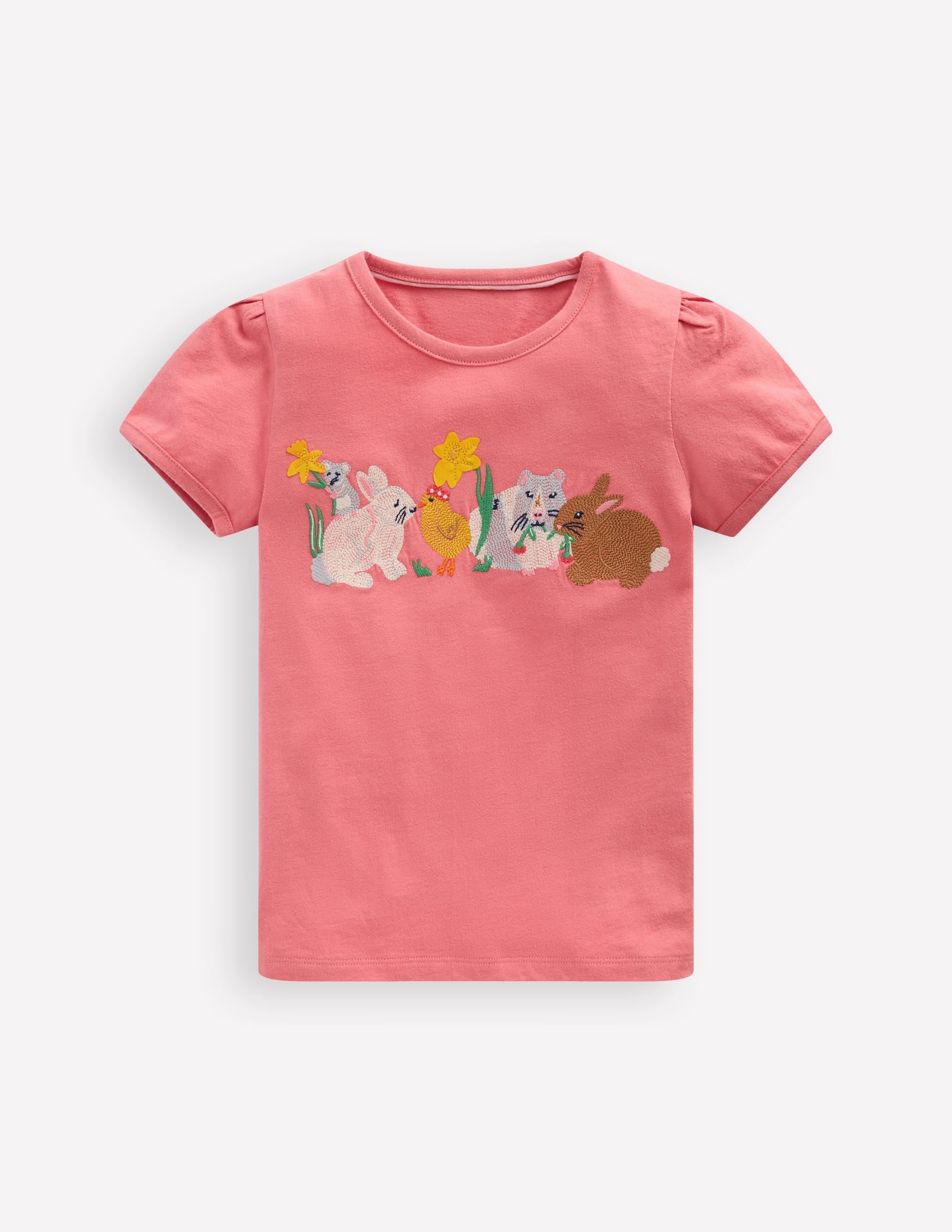 Puff Sleeve Superstitch Top-Blossom Pink Bunnies-1