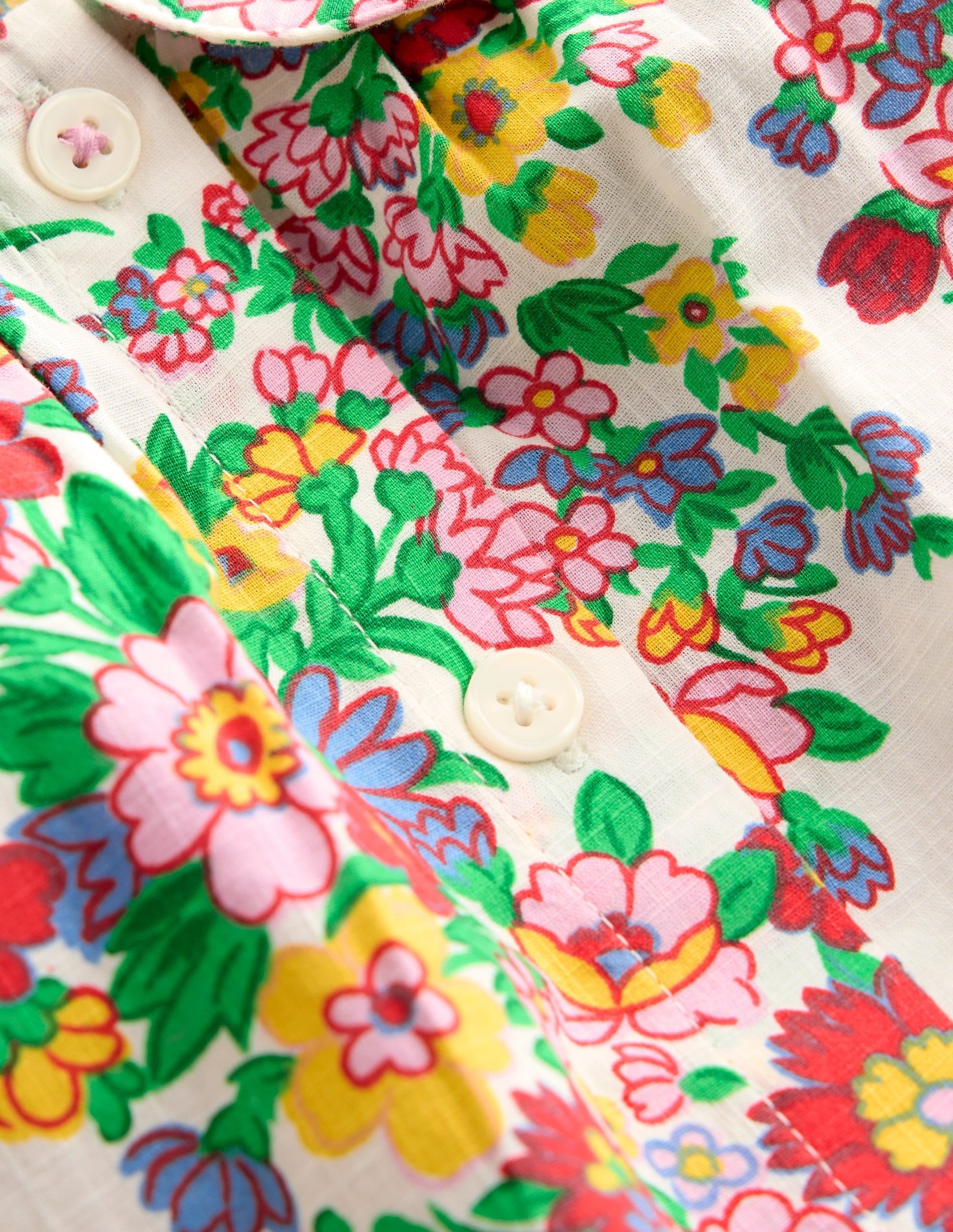 Woven Collared Top-Multi Flower Bunch-3