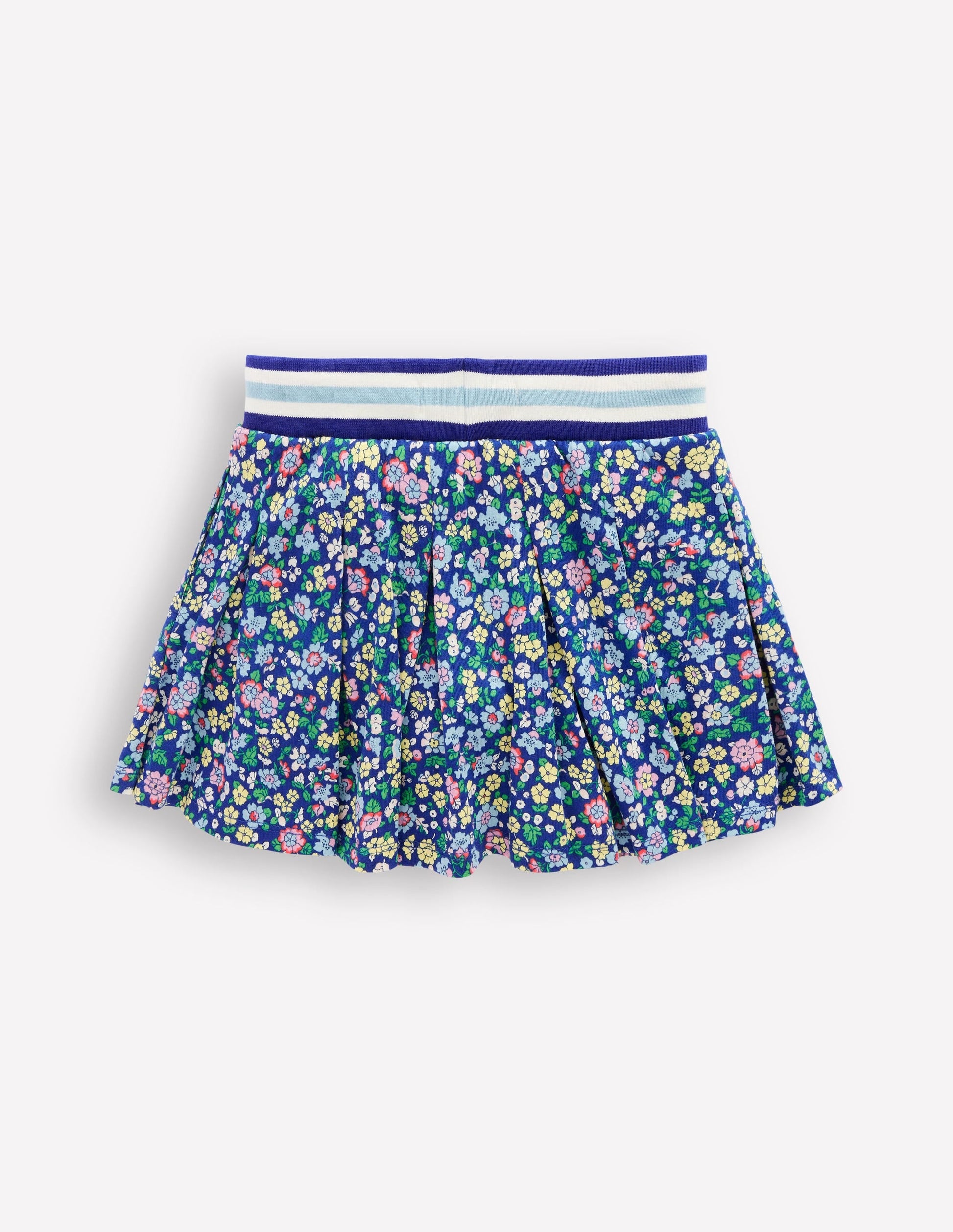 Pleated Jersey Skort-Sapphire Blue Nautical Floral-2