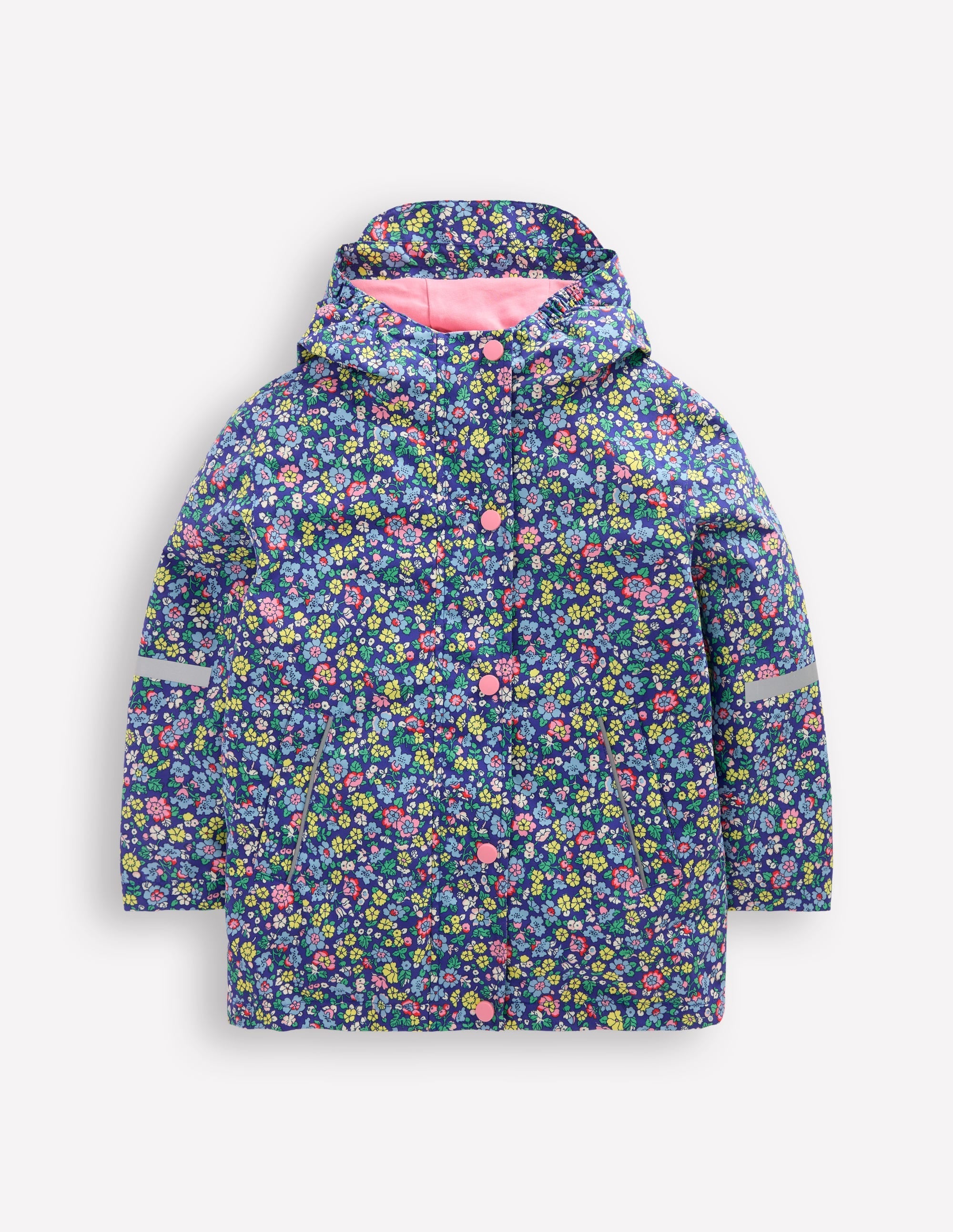 Waterproof Fisherman's Jacket-Sapphire Blue Nautical Floral - Image 2