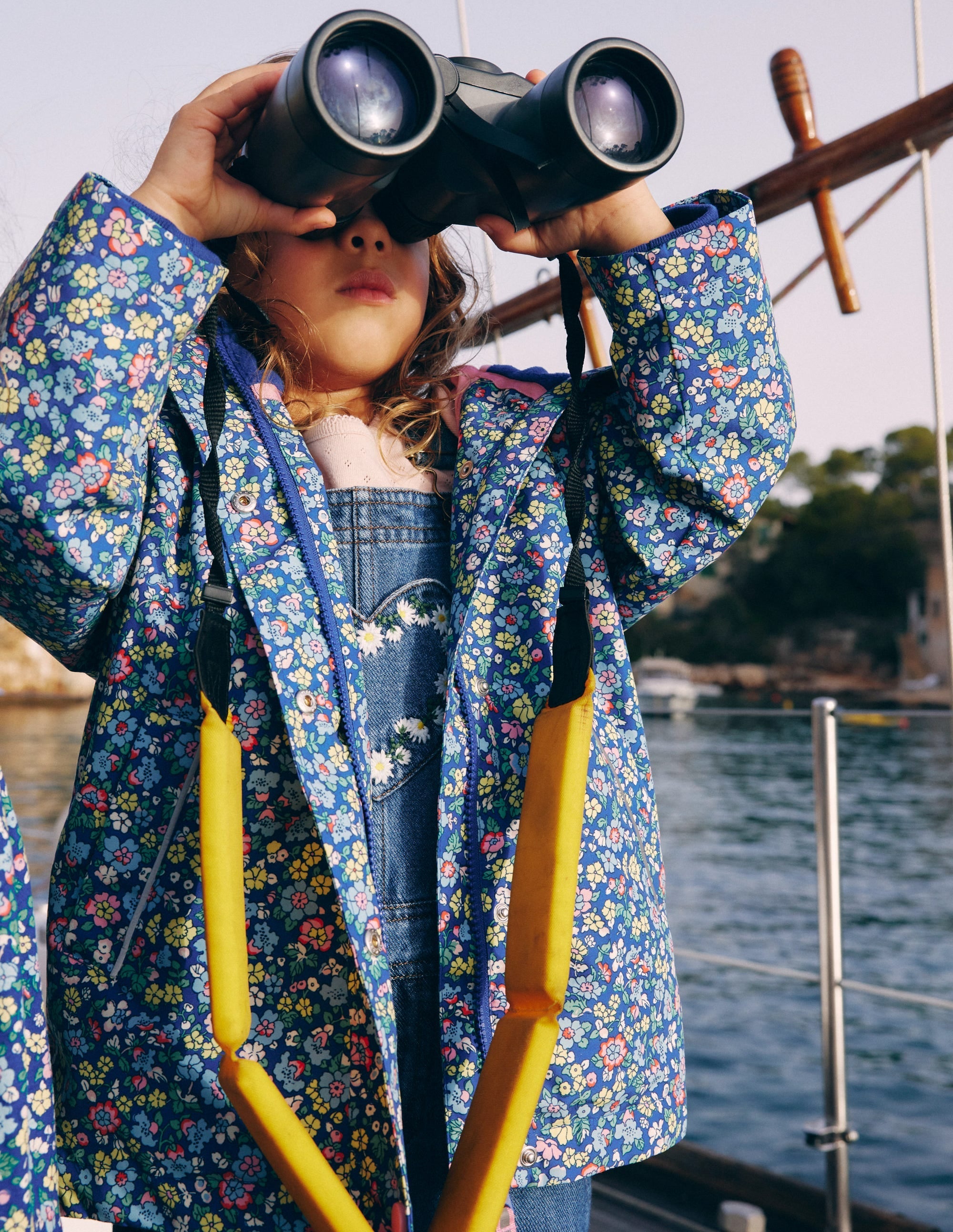 Waterproof Fisherman's Jacket-Sapphire Blue Nautical Floral - Image 1