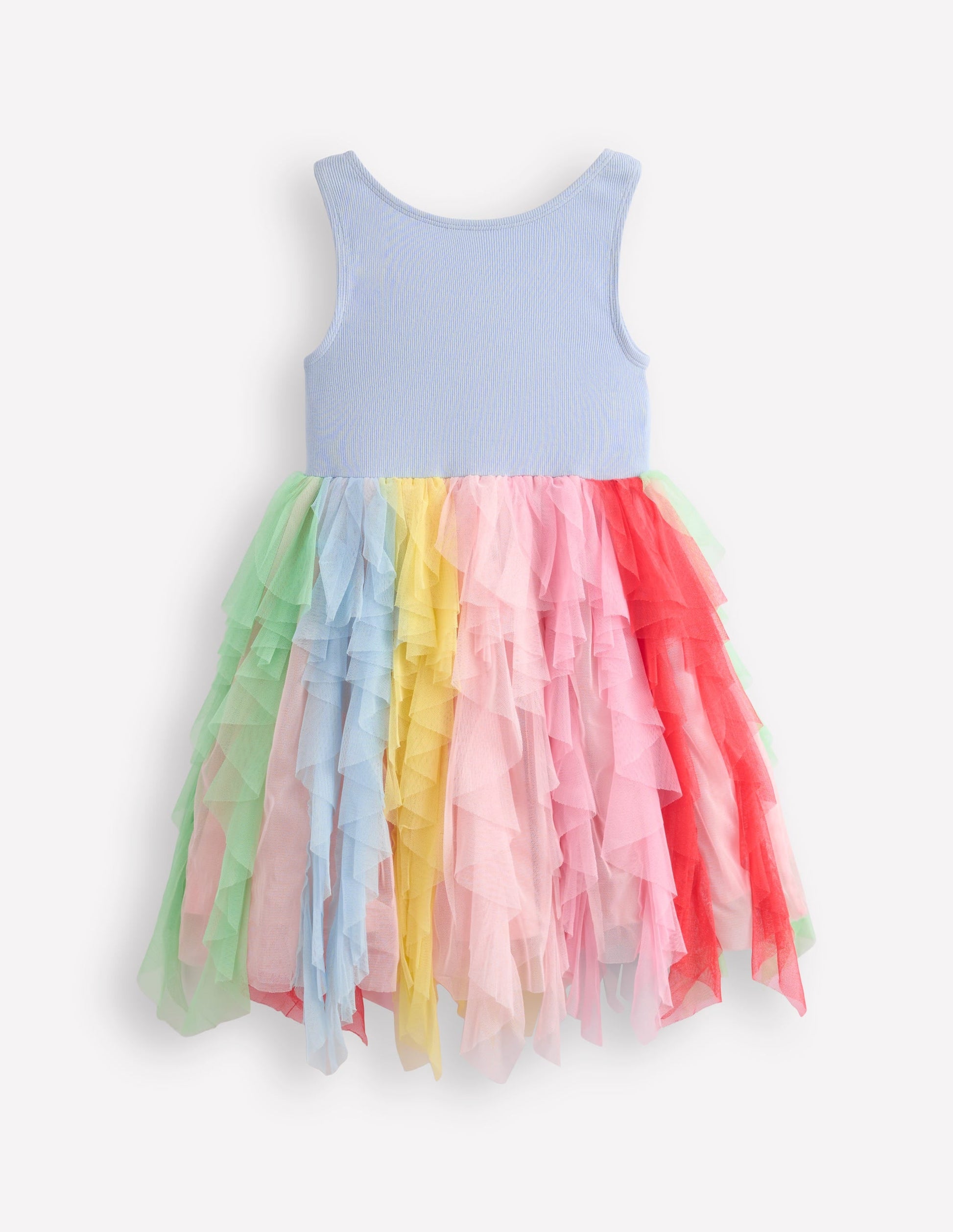 Jersey Tulle Mix Dress-Misty Blue Rainbow-1