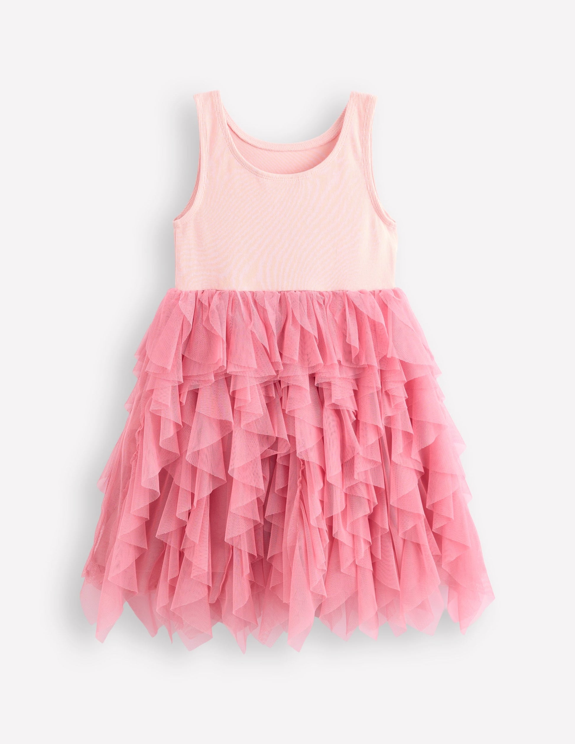 Jersey Tulle Mix Dress-Chalk Pink-2