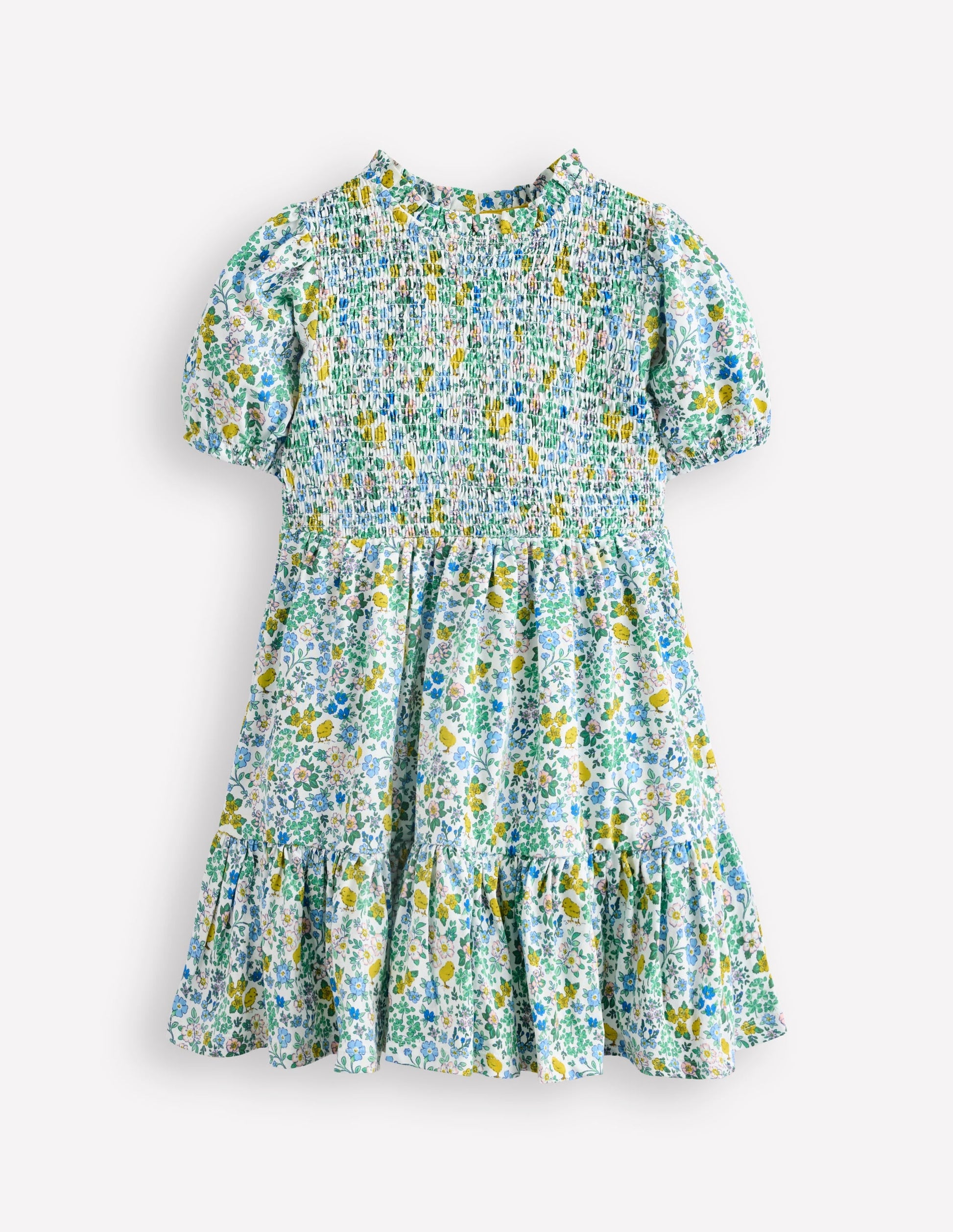 Aurora Shirred Twirly Dress-Vanilla White Chick Floral-1