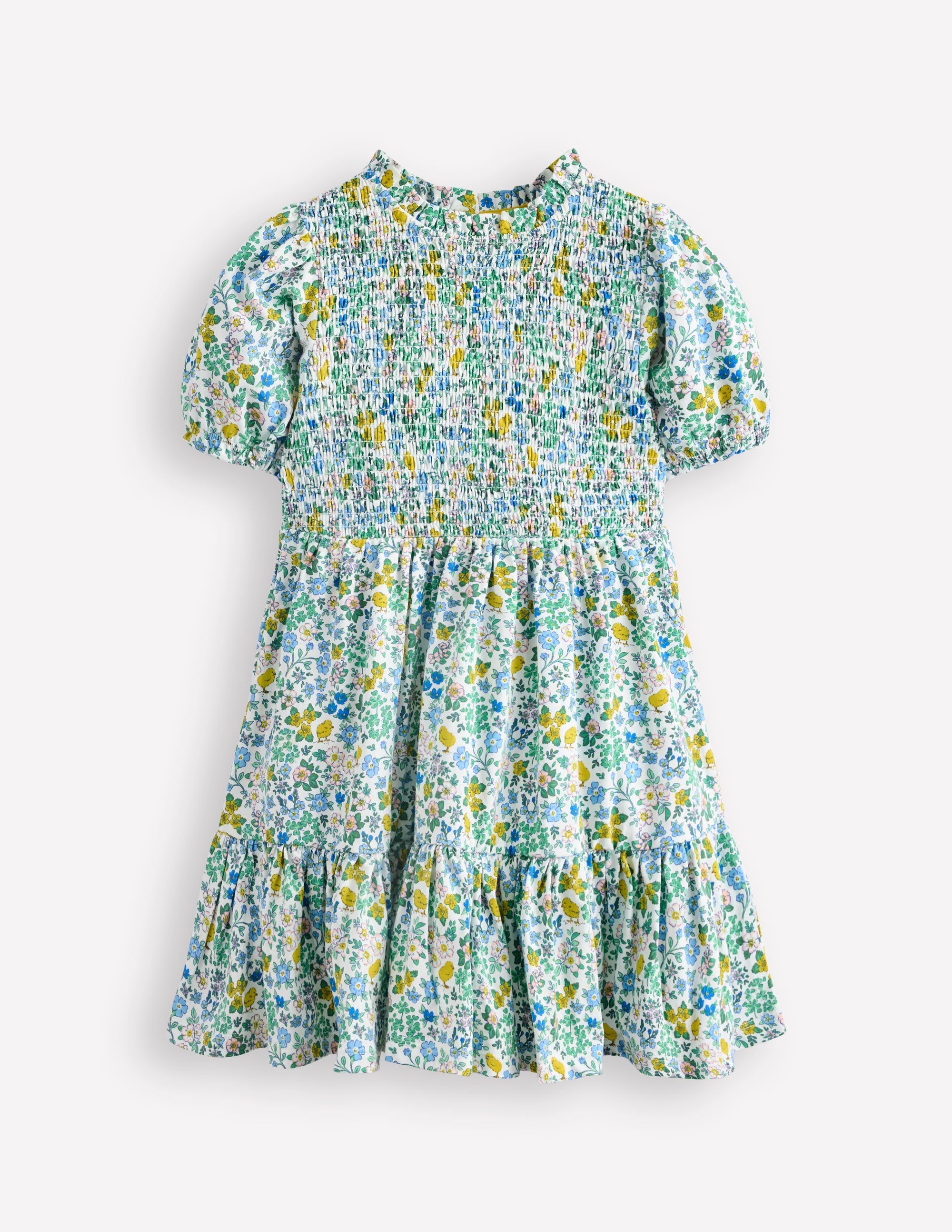 Aurora Shirred Twirly Dress-Vanilla White Chick Floral - Image 1