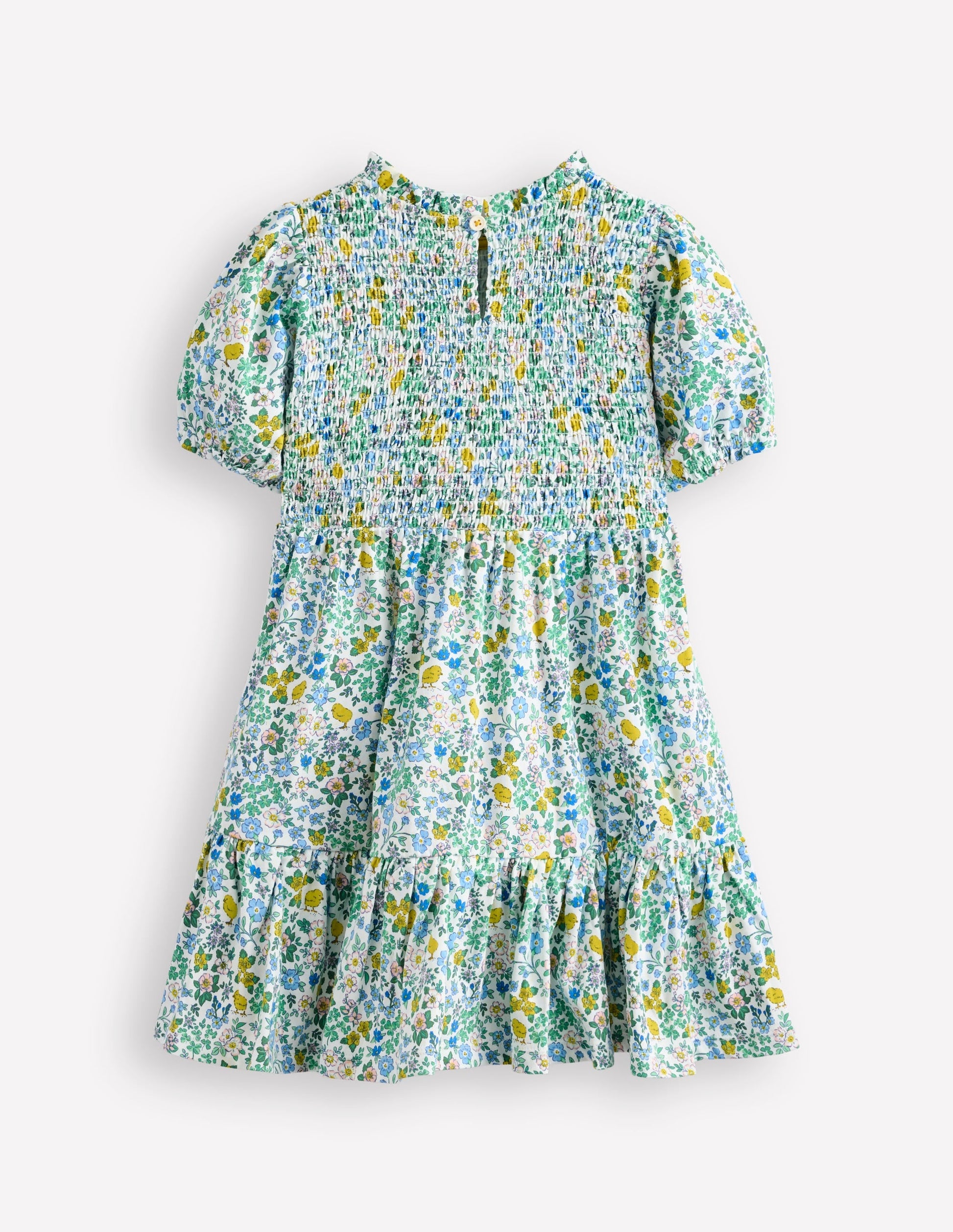 Aurora Shirred Twirly Dress-Vanilla White Chick Floral-2