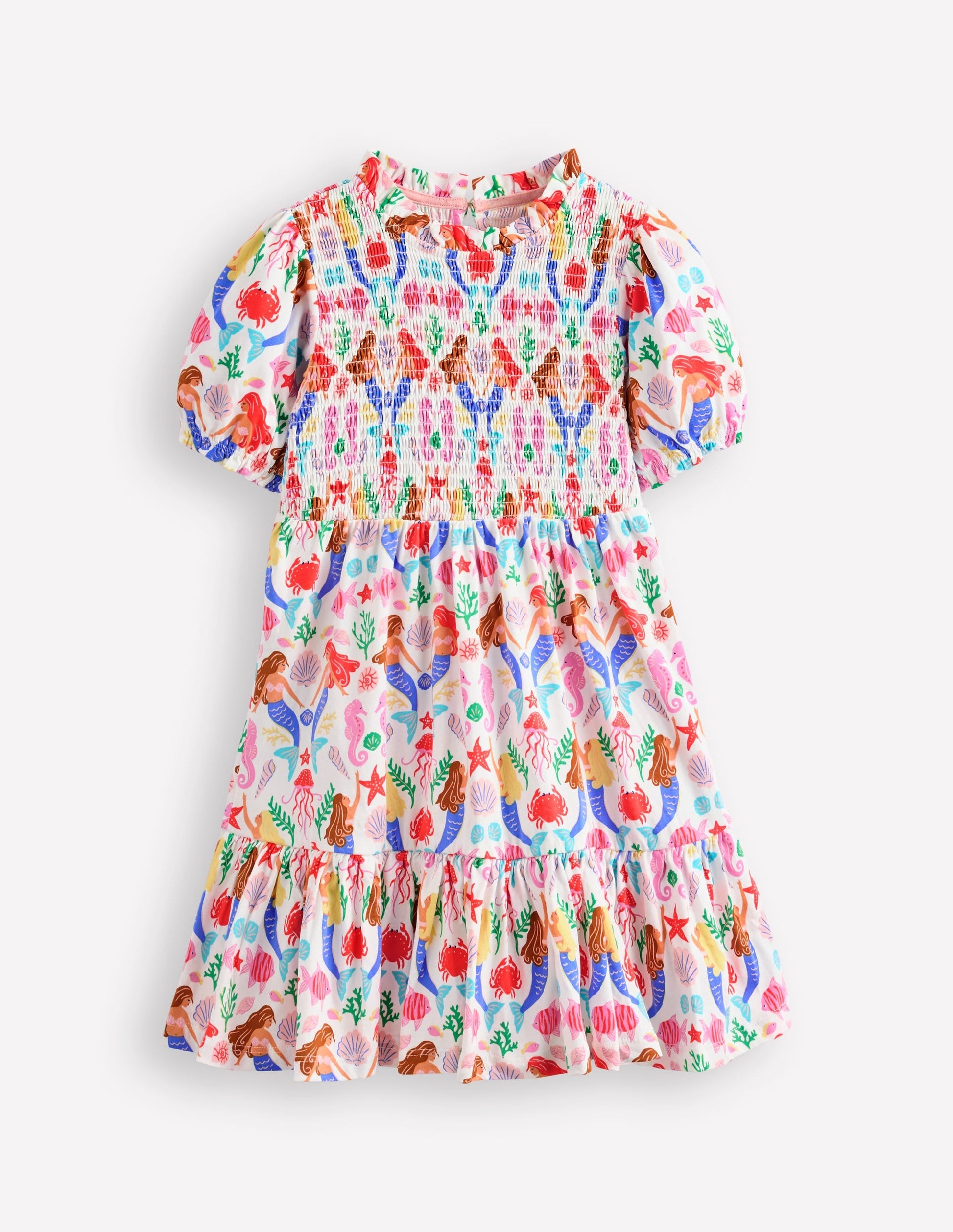 Aurora Shirred Twirly Dress-Ivory Mermaids-1