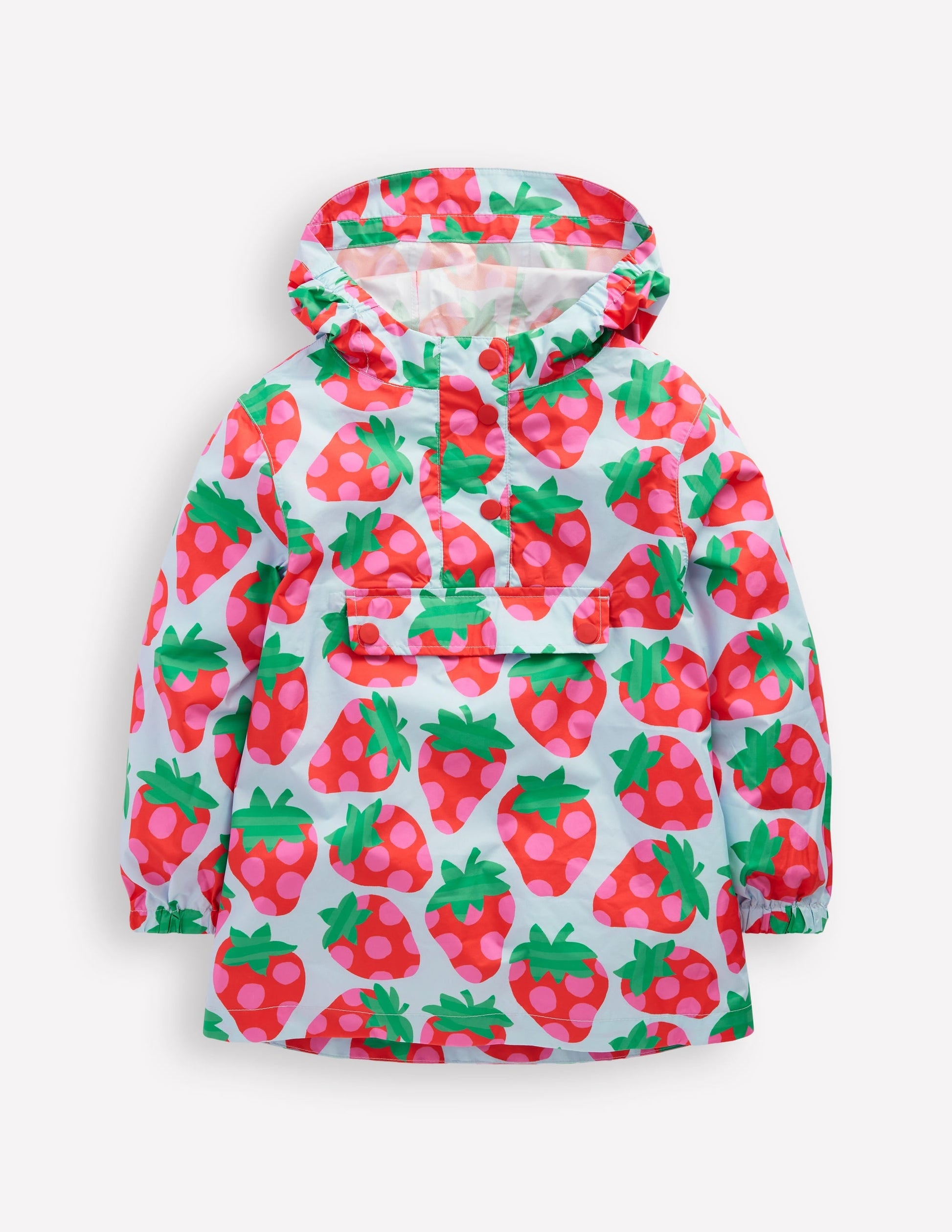 Pop Over Rain Jacket-Misty Blue Strawberry-1