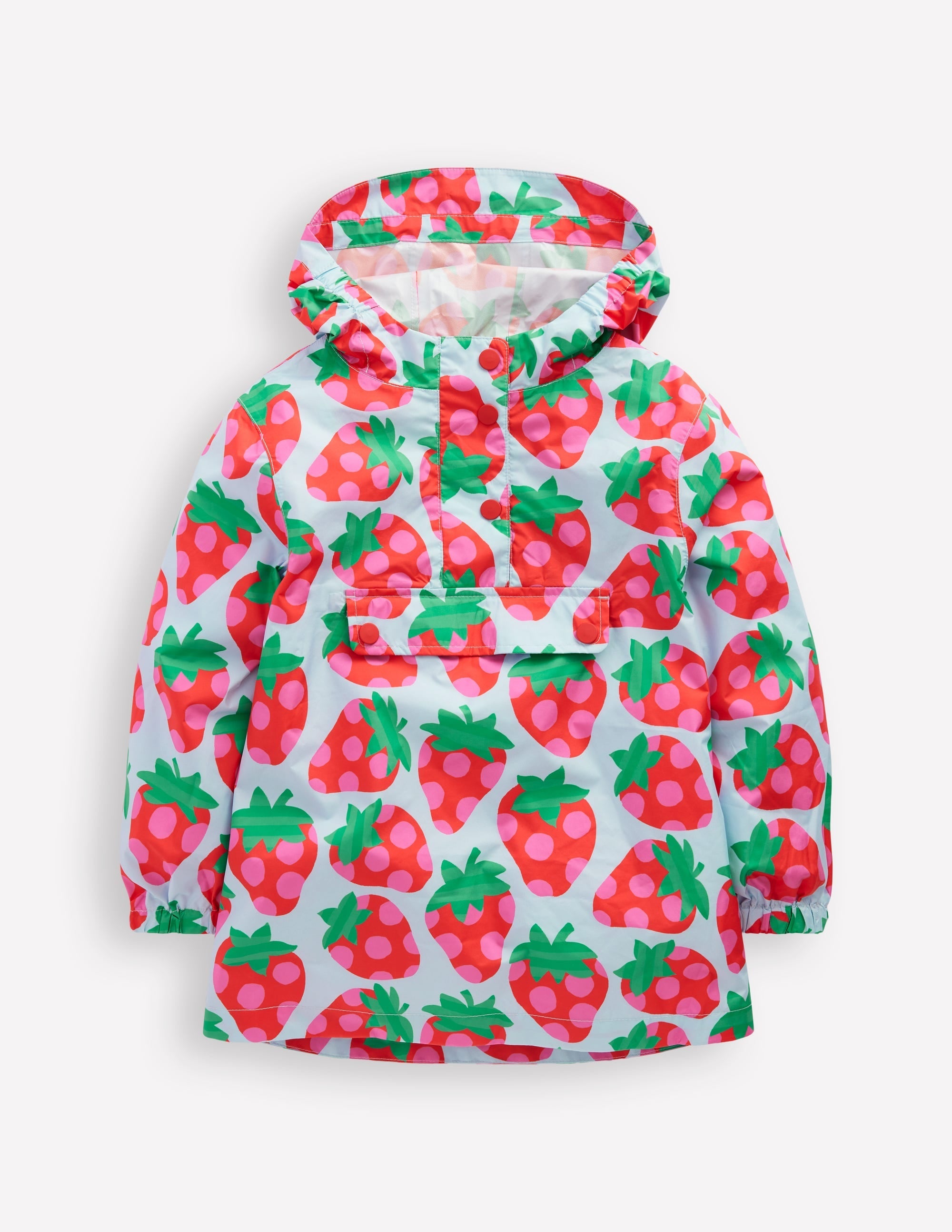 Pop Over Rain Jacket-Misty Blue Strawberry - Image 1